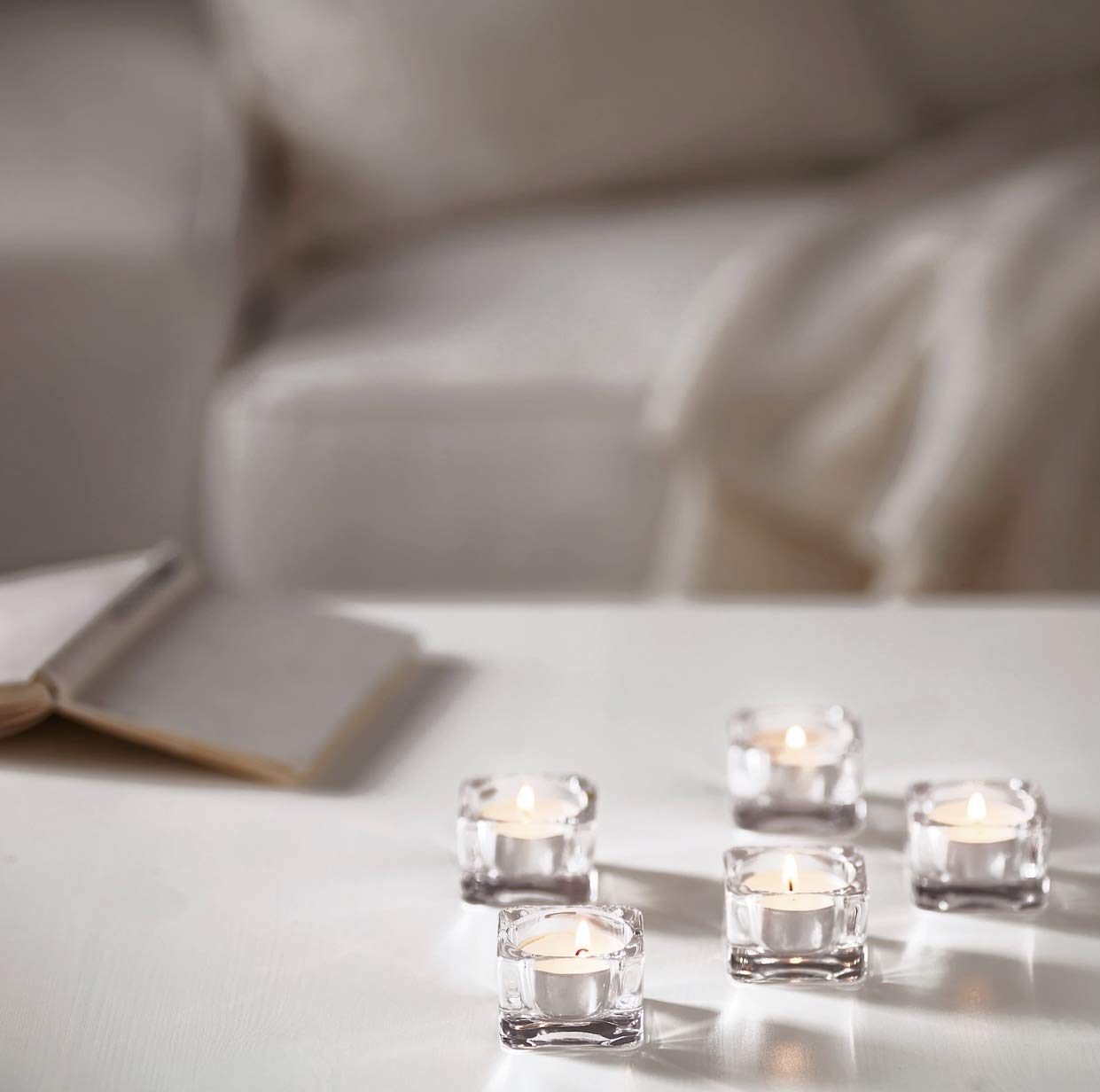 Ikea Glimma Unscented Tealights, Wax Blend, 100 Count, White, Model 500.979.95