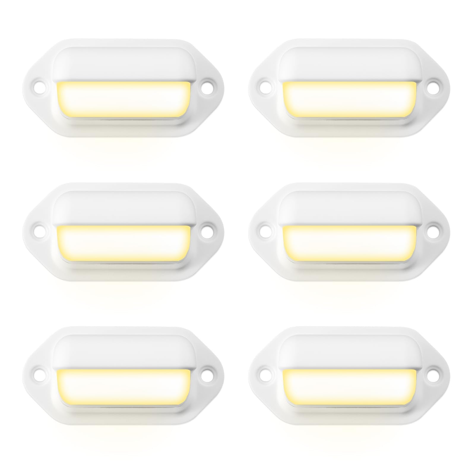 Dream Lighting LED License Plate Lights, 12V, Warm White, 2.6 inch, Plastic, Model 0011503WX6, Pack of 6, White Shell