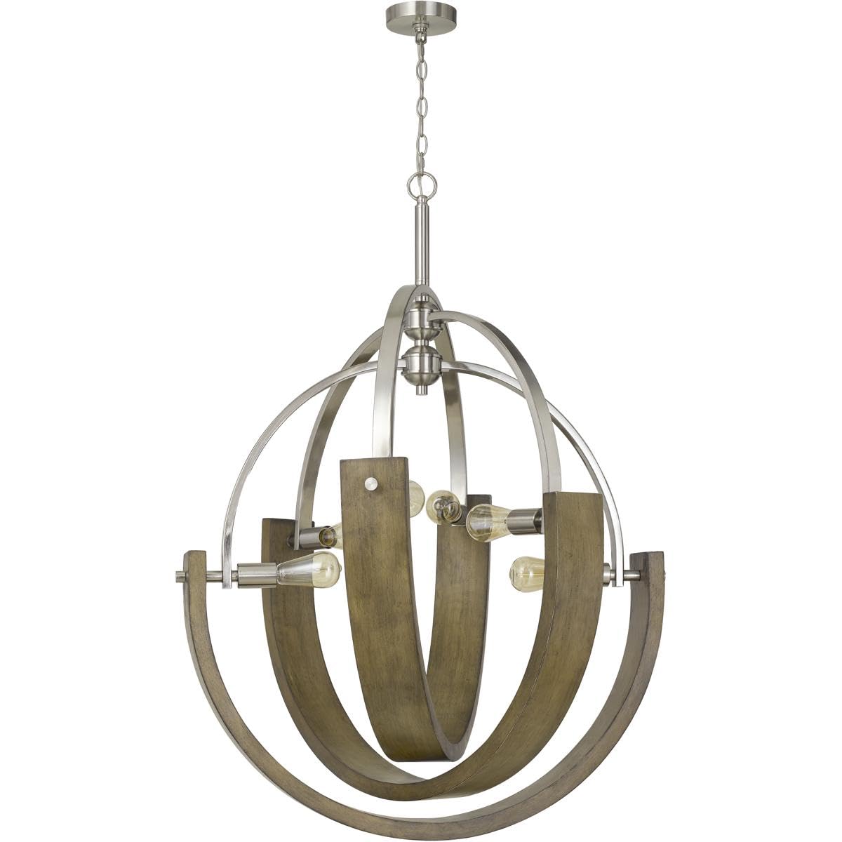 Cal Lighting FX-3741-6 Transitional Six Light Chandelier from Rauma Collection in Pewter, Nickel, Silver Finish, 34.00 inches