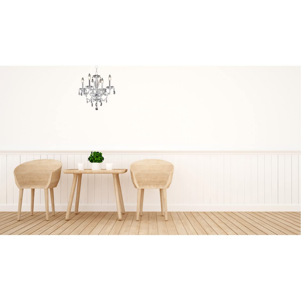 Living District Elle 4-Light Transitional Metal Pendant in Chrome