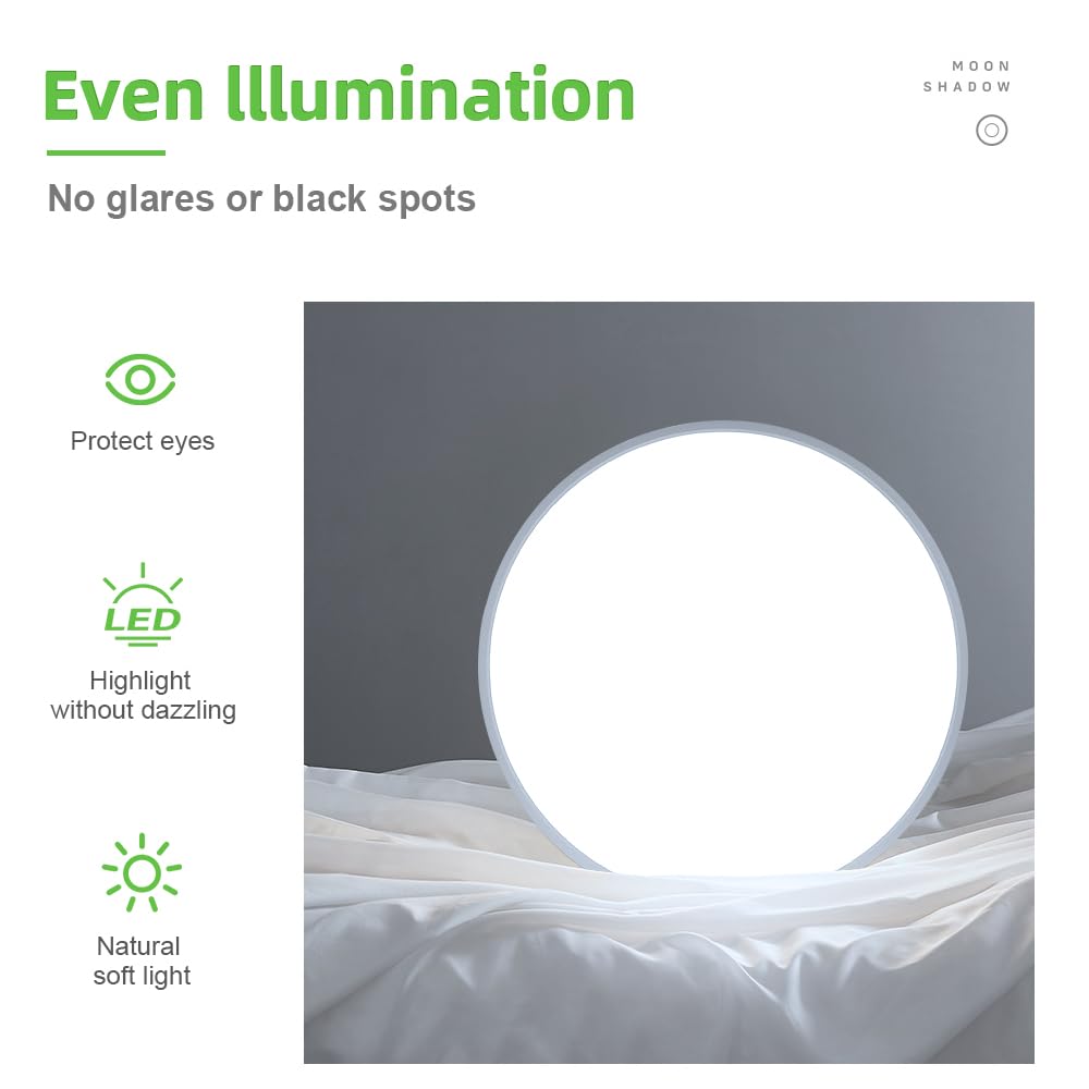 Lightingwill 24 Inch Led Flush Mount Ceiling Light Fixture, 6000K Cool White, 5600Lm, 45W, Flat Modern Round Lighting Fixture, 4
