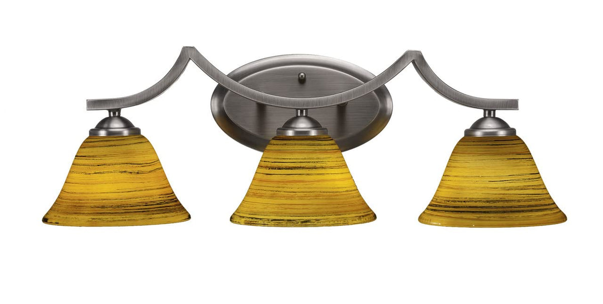 Toltec Lighting 553-Gp-454 Zilo 3 Light Bath Bar With 7&quot; Firre Saturn Glass