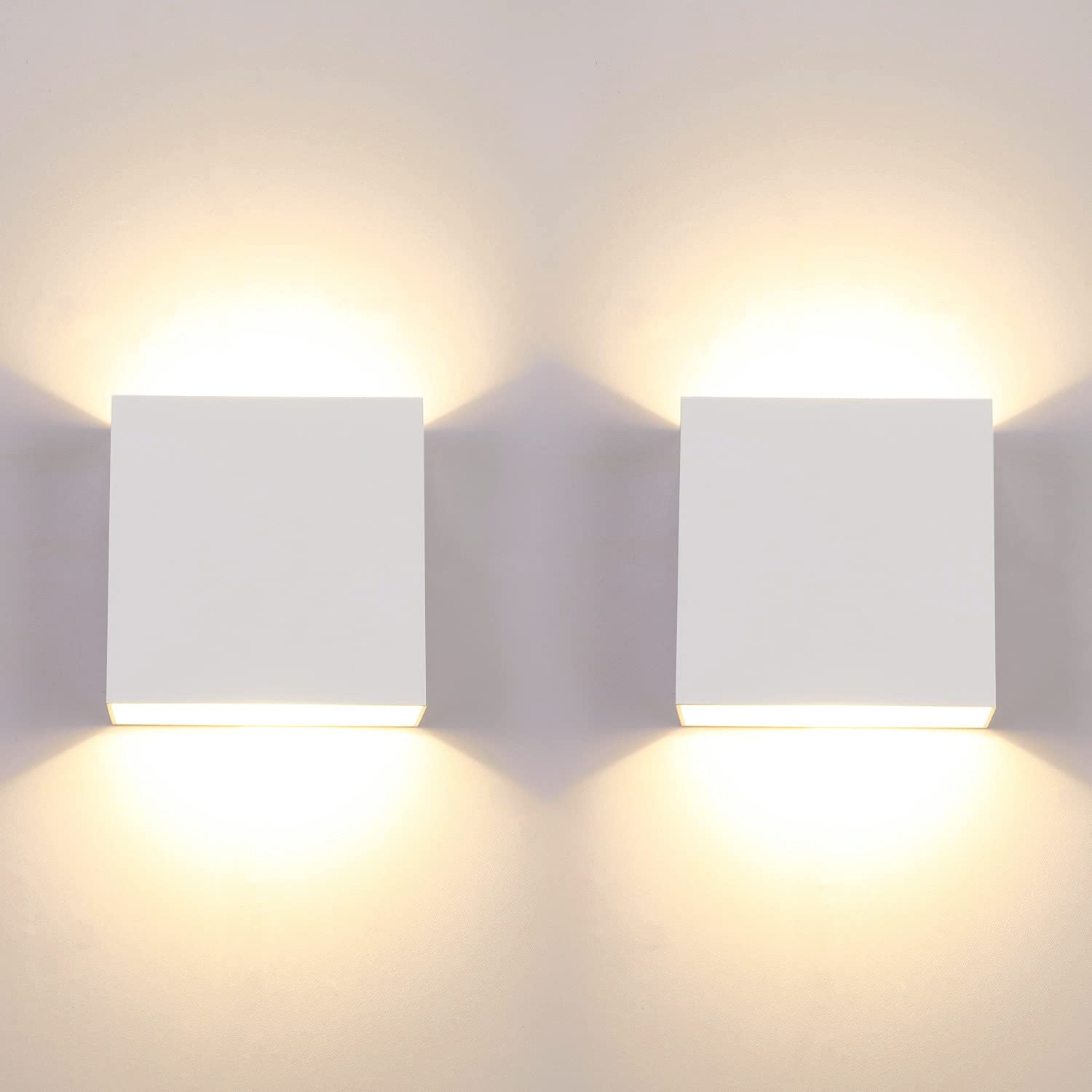 Lightess Modern Wall Sconce Mini 10W White Hardwired, Set Of 2 Up Down Wall Mount Lights Indoor Mini Metal Led Wall Lamp For Liv