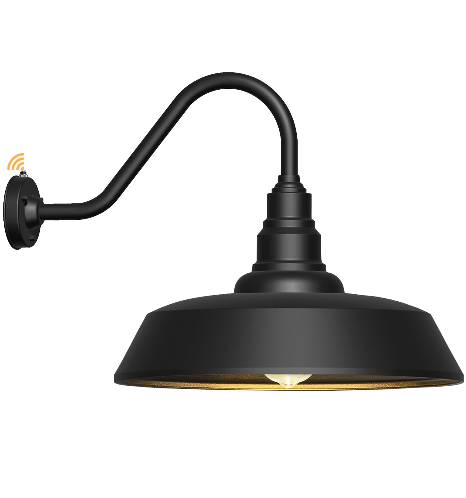 Franing 24 Inch Large Gooseneck Barn Light Outdoor Lights, Vintage Exterior Black Barn Light with Dusk to Dawn Sensor for Farmho