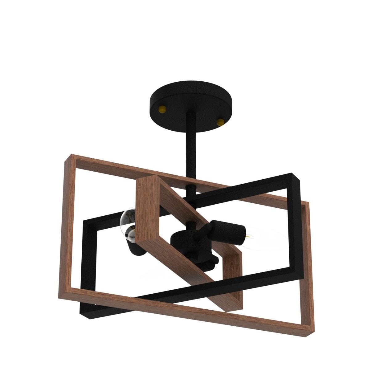 Capslpad Industrial Rectangle Ceiling Light Rustic Retro Farmhouse Rotatable Flush Mount Ceiling Light Fixture for Kitchen Dinin