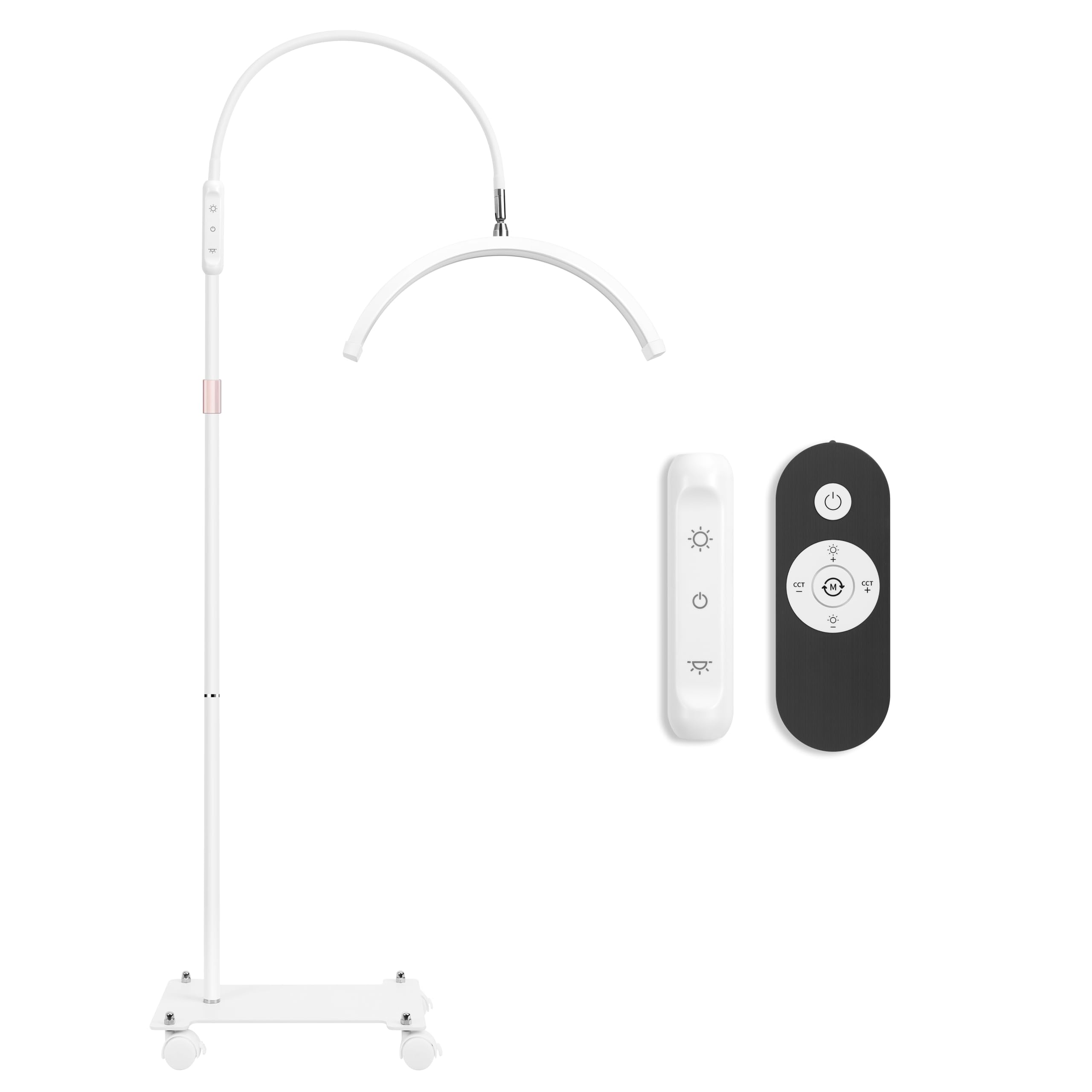 Mznoo Lash Light Floor Lamp, Adjustable Brightness & Color Modes, Half Moon Design, Model MZ-FL18, White with Wheels