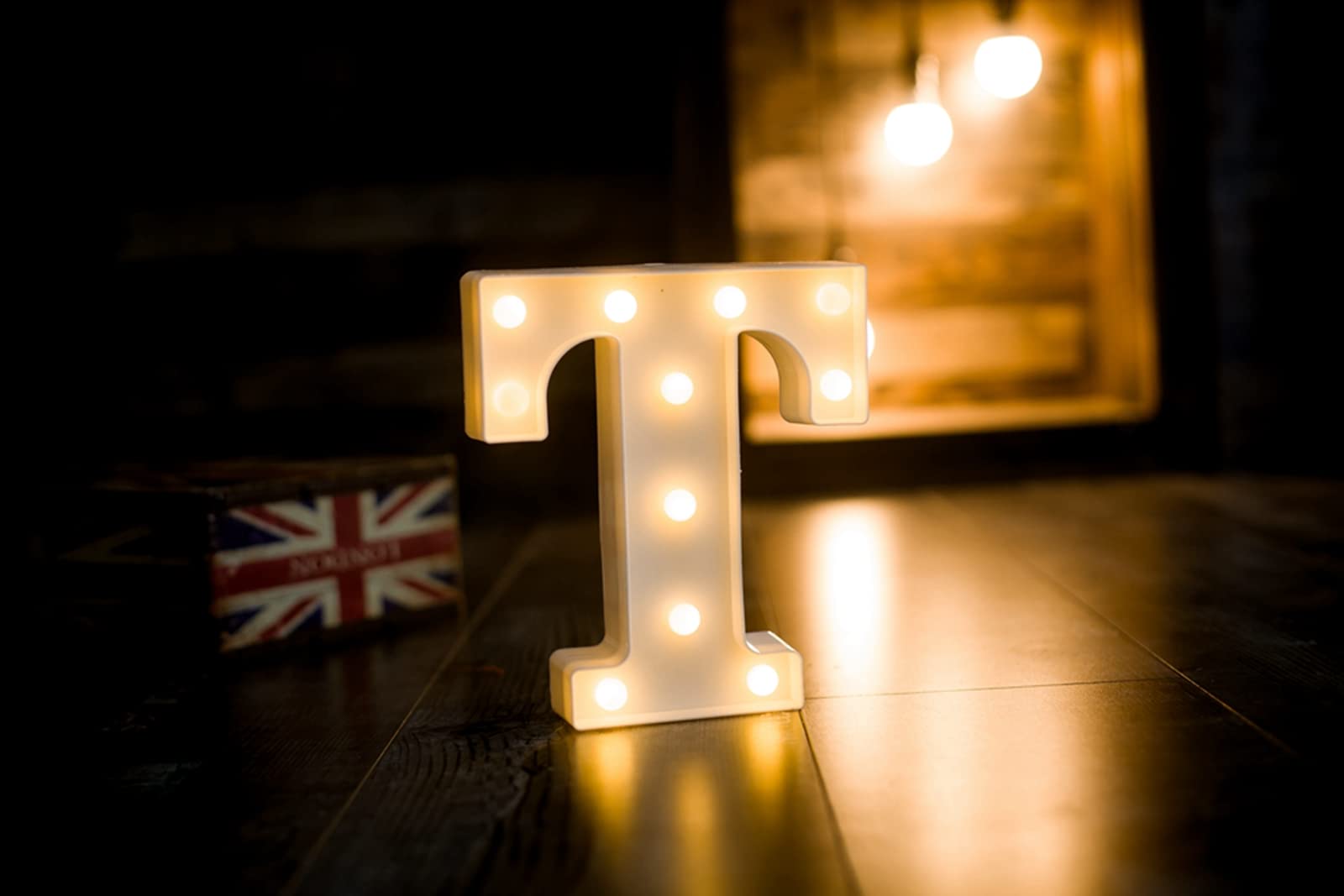 Foaky Led Letter Lights Sign Light Up Letters Sign For Night Light Wedding/Birthday Party Battery Powered Christmas Lamp Home Bar Decoration(T)