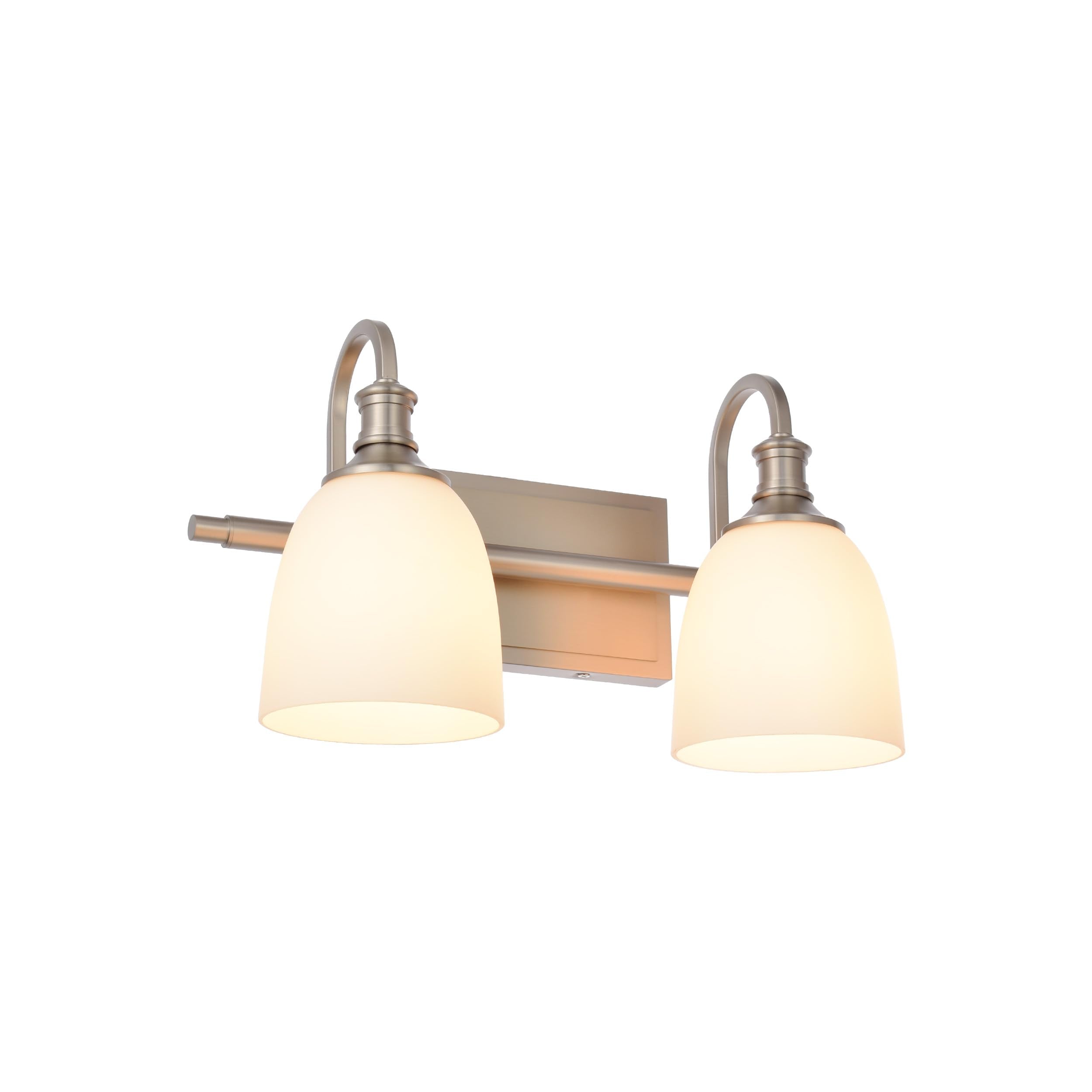 Hanaloa 2-Light Bathroom Vanity Sconce, Vintage Brushed Nickel Wall Fixture with Opal Glass Shade, Model VA0049-2-BN