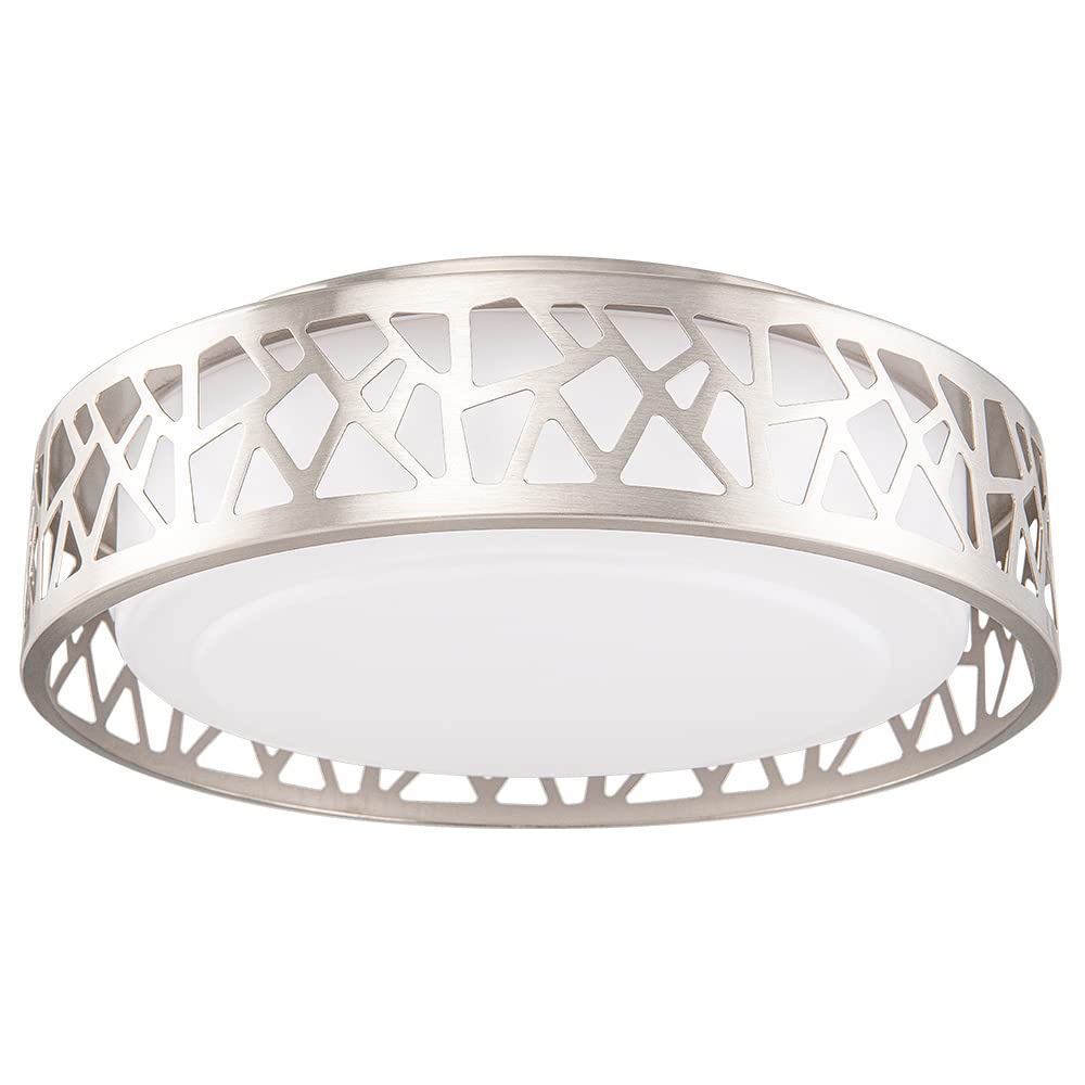 Vicnie Ceiling Light Fixtures, 14 Inch 20W 1400 Lumens Led Flush Mount, Dimmable 3000K Warm White, Brush Nickel Finished, Etl Li