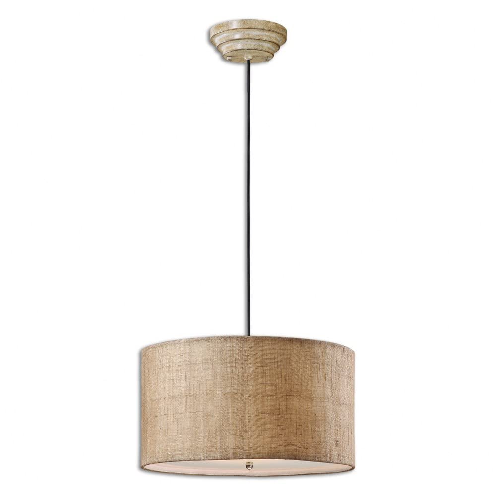Uttermost Dafina Drum Pendant 3 Light White -Traditional Installation