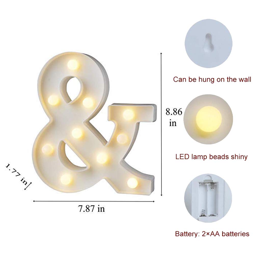 MUMUXI LED Marquee Light Up Letters Sign - Battery Powered Alphabet Lights for Party, Wedding, Birthday, Christmas, Home Bar Decoration &