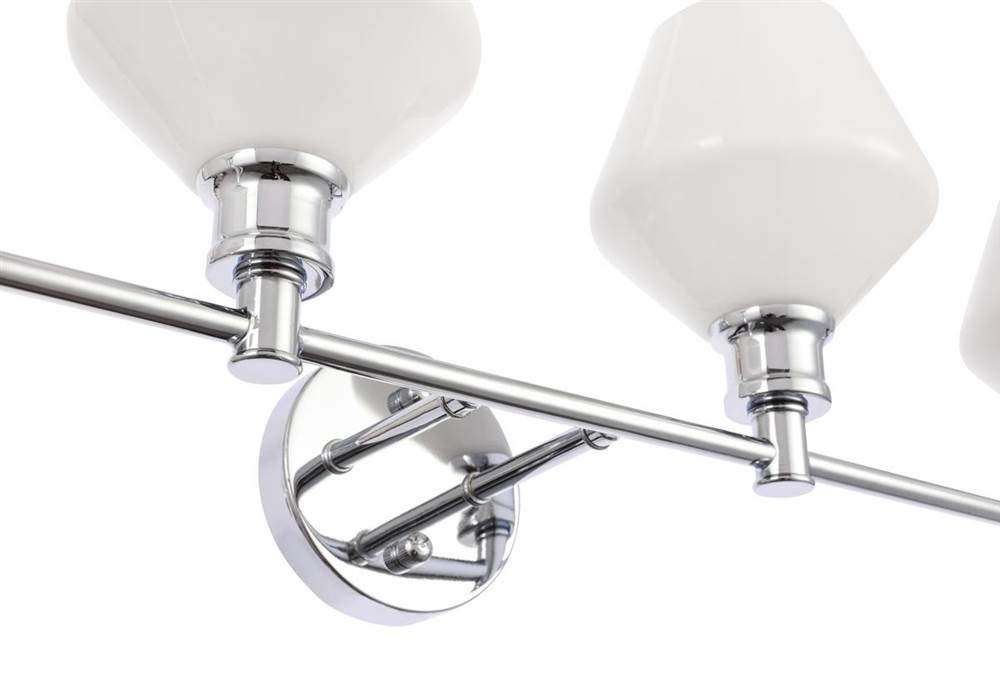 Living District 4-Light Industrial Wall Sconce, Chrome & Frosted White Glass, Model LD2321C, Mid-Century Modern Design
