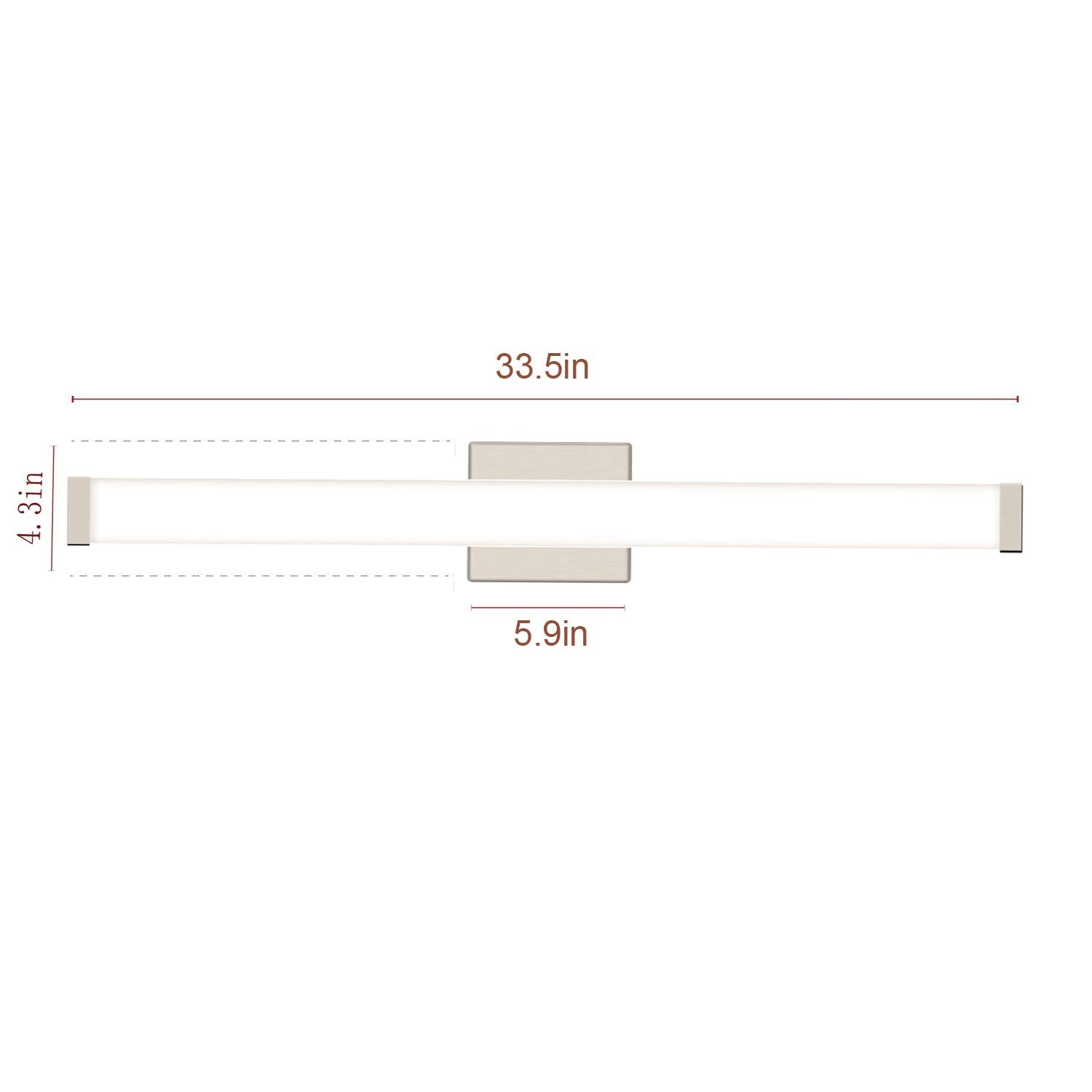 YHTlaeh Bathroom Vanity Light LED 24 inch 14W 4000K Brushed Nickel Square Wall Bar Lighting Fixture, Model 7610