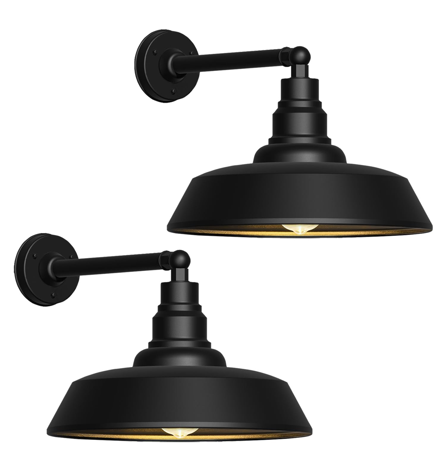 Franing 18 Black Gooseneck Barn Lights - Made of Durable  Rust-Resistant Materials  Black Industrial gooseneck Lights for Farmhouse Garage patios 2-Pack