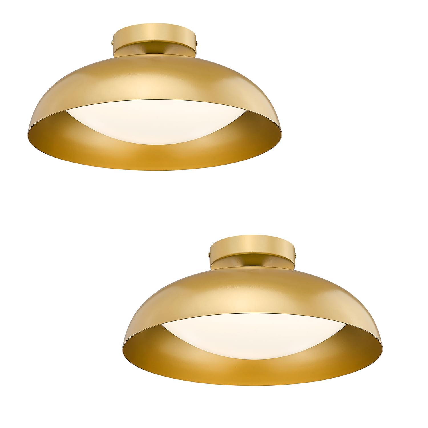 kudos Gold Flush Mount Ceiling Light 2-Pack, 16 Inch LED Ceiling Light Fixtures, 24W/1300Lm Light Fixtures Ceiling Mount, 5CCT Adjustable,KDCL02-GD-2PK