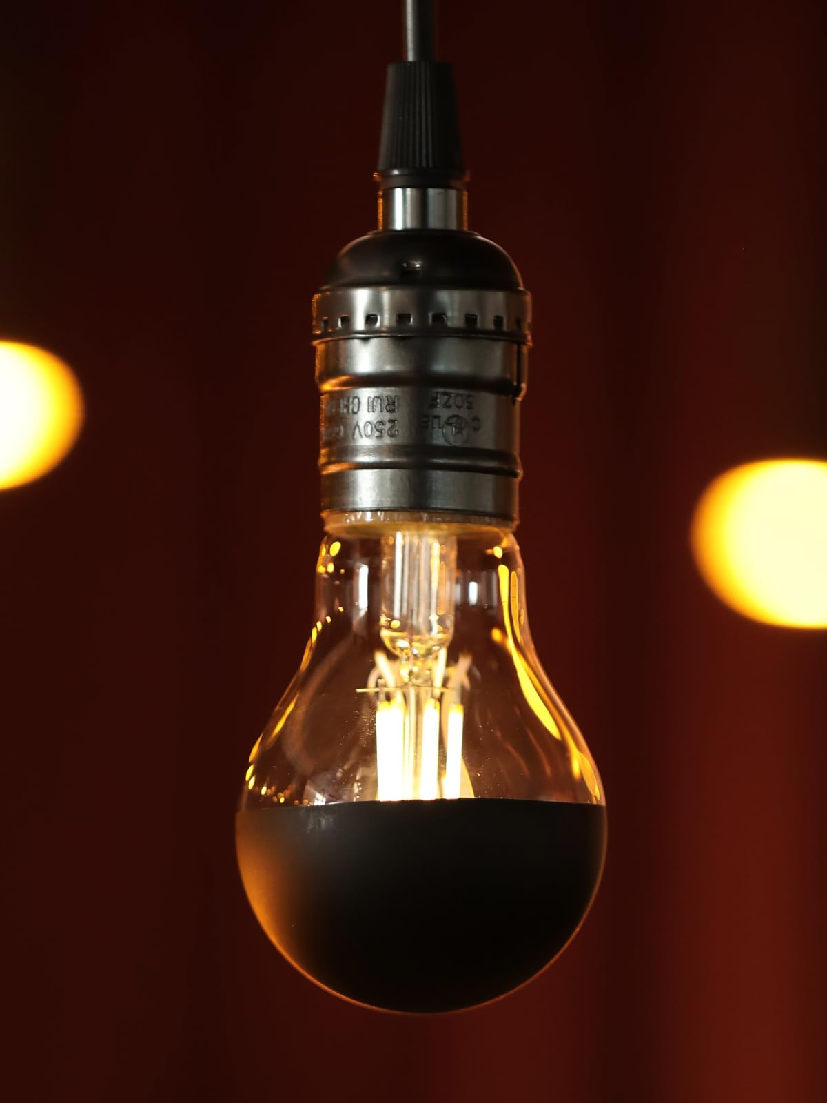 TORCHSTAR Dimmable LED Light Bulbs, 4.5W (40W Eqv.), Black Glass, 3000K Warm White, A19, Pack of 4