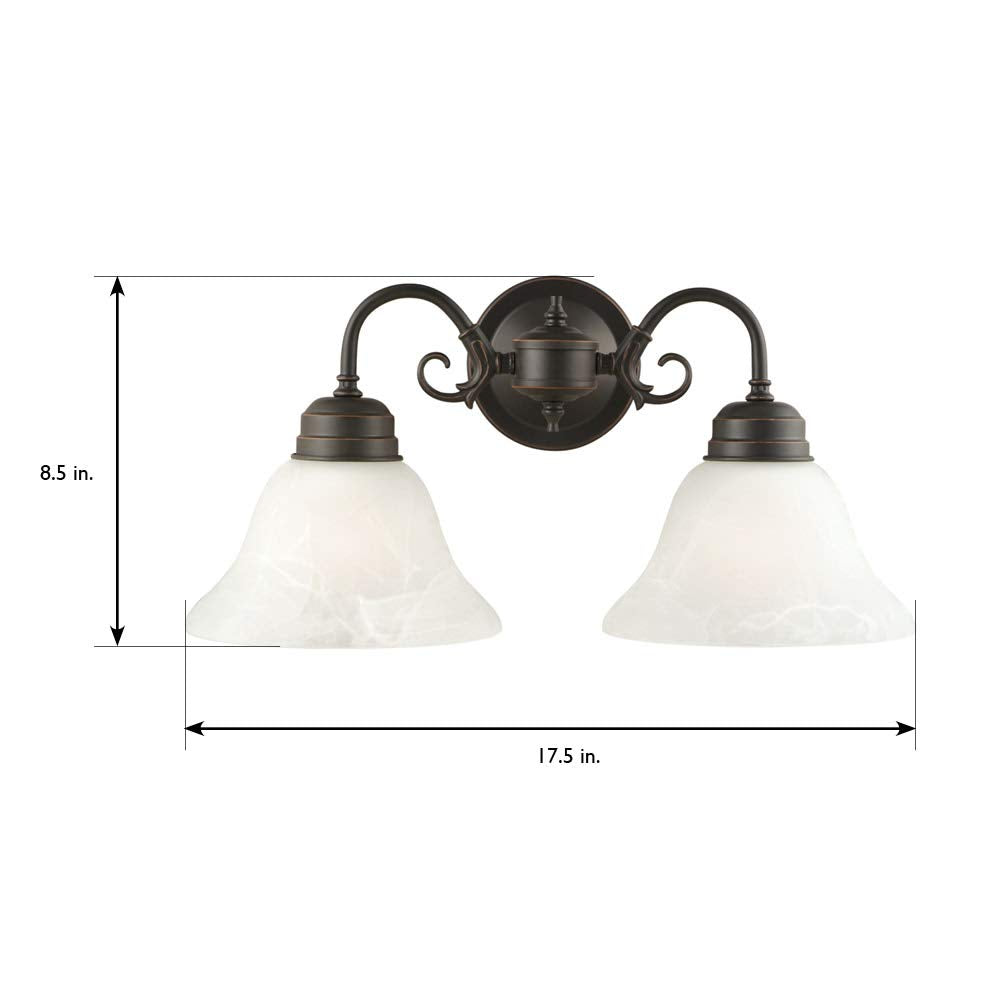 Design House Millbridge 2-Light Wall Light Dimmable Indoor Fixture, Alabaster Glass, Oil Rubbed Bronze, Model 514471