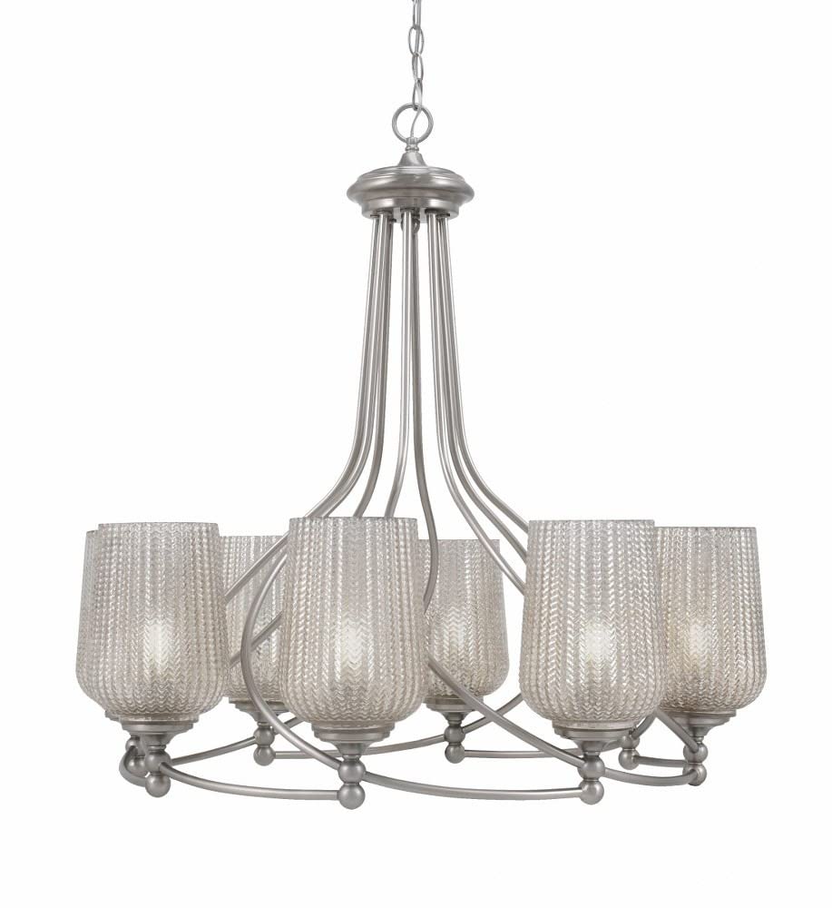 Toltec Lighting 908-Bn-4253 Capri - 8 Light Uplight Chandelier-30.5 Inches Tall And 25 Inches Wide, Finish Color: Brushed Nickel, Glass Color: Silver Textured