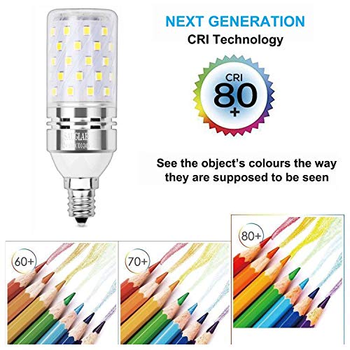 Sagel E12 LED Corn Bulbs 12W, 6000K Cool White, 1200Lm, Glass, 4-Pack