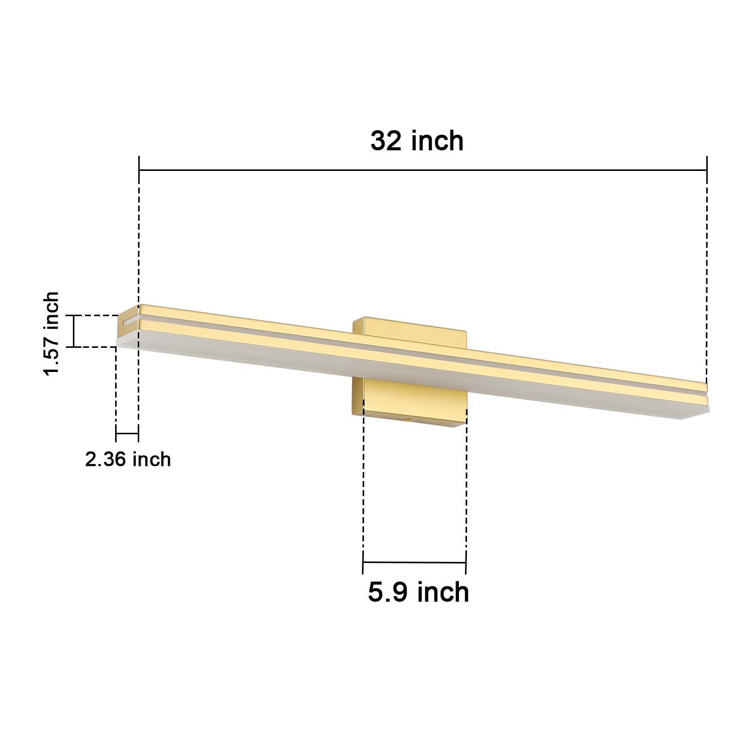 Sinerise 32-Inch Led Modern Bathroom Vanity Light Bar  Gold Modern Acrylic Bathroom Wall Lighting Fixtures Over Mirror (Cool White 6000K)