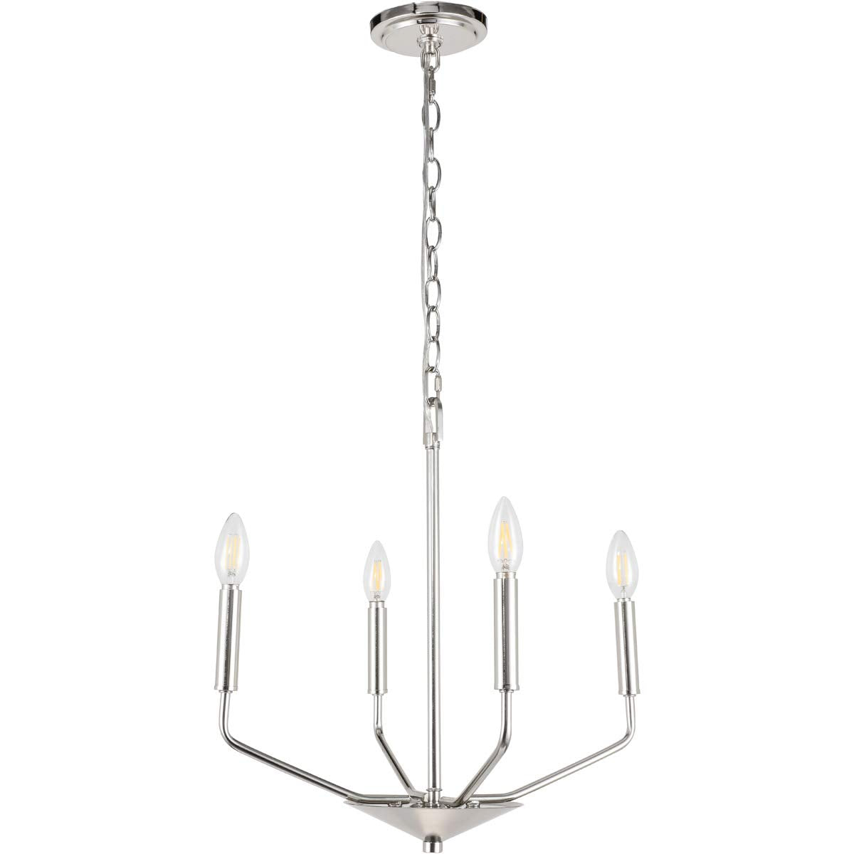 Living District Chrome 4-Light Pendant - Modern Metal Ceiling Fixture, 18&quot;W X 18&quot;H