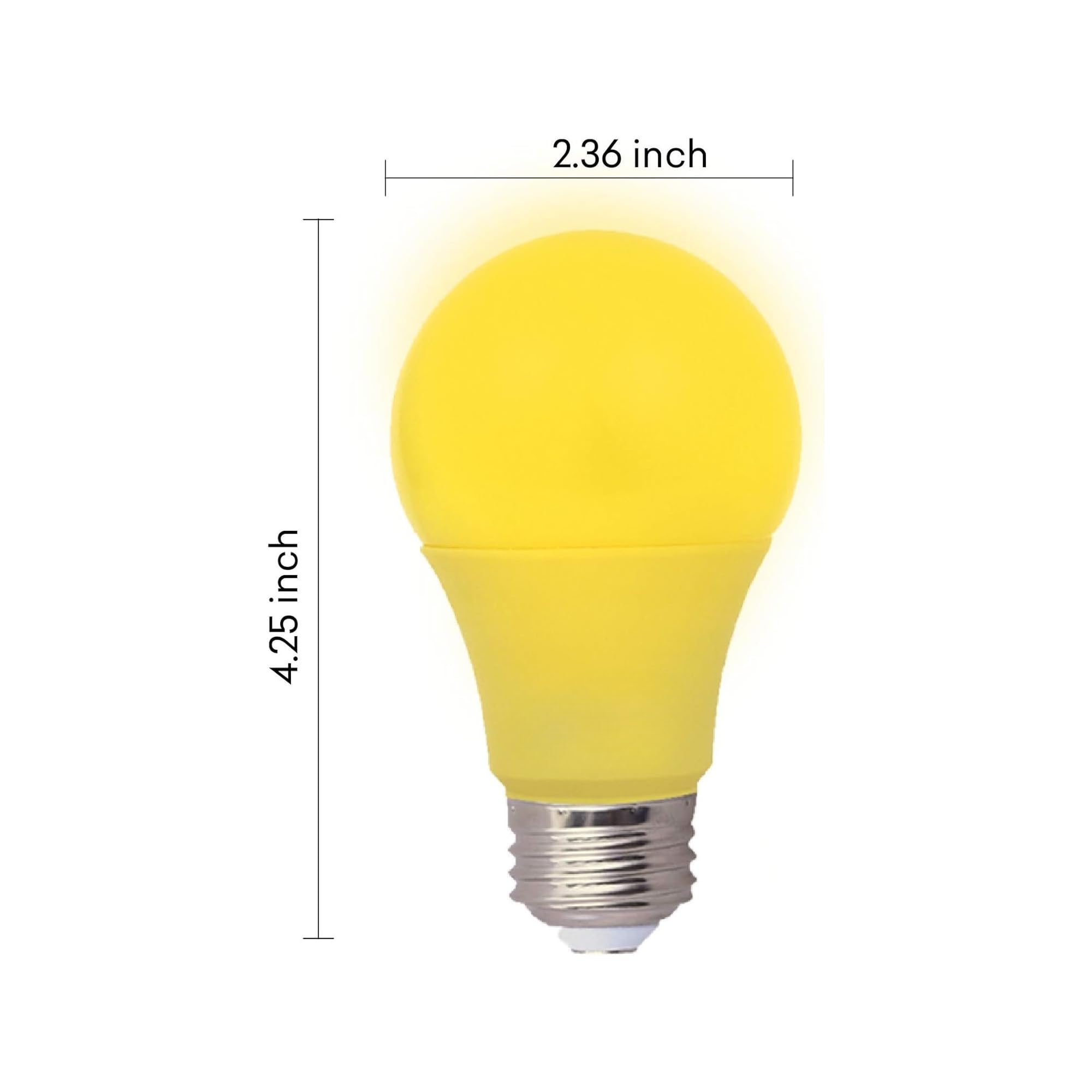 DNIGFEN 4 Pack LED Yellow Bug Light Bulbs, 100W Equivalent A19, E26 Base, Non-Dimmable, Ideal for Parties, Weddings, and Decor