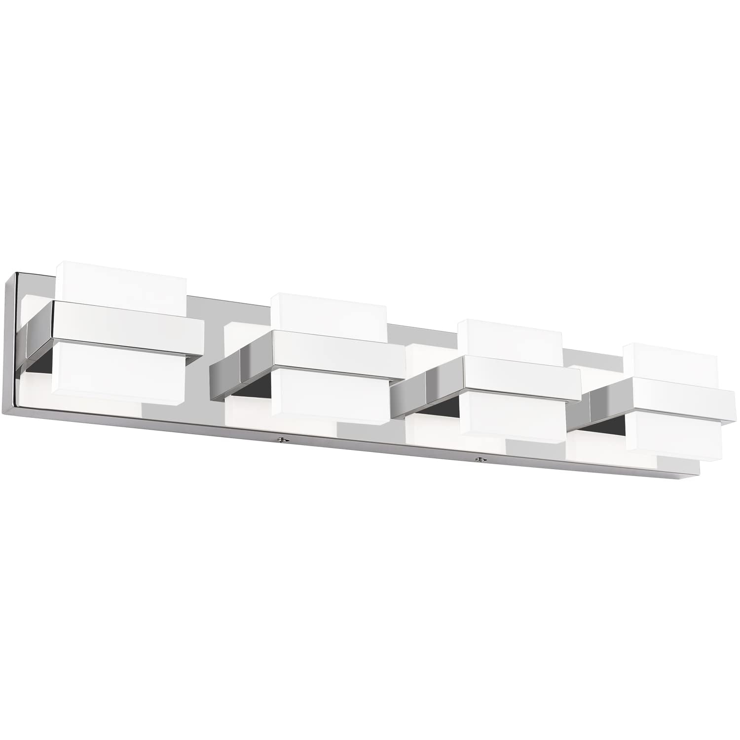 SOLFART 4 Lights Bathroom Vanity Light Fixtures, 27 inch, Chrome, Dimmable LED, Model 7248-4T-WHL, Acrylic, White Light