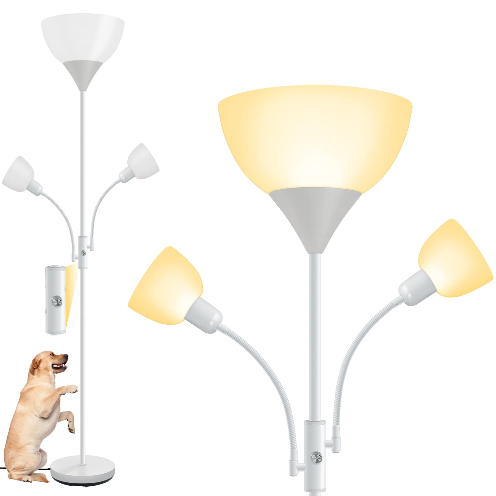 Floor Lamps for Living Room, Standing Lamp, 9W Torchiere Floor Lamps with 4W Reading Lamps, 2700K LED Beads, 50,000hrs Lifespan,