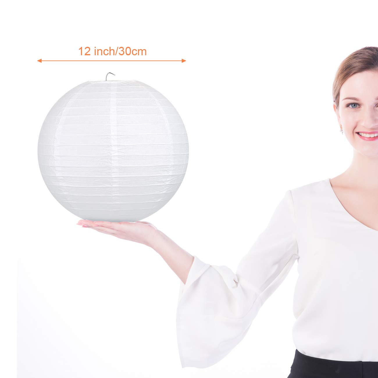 Lihao 12 Inch White Round Paper Lanterns (10 Pack)