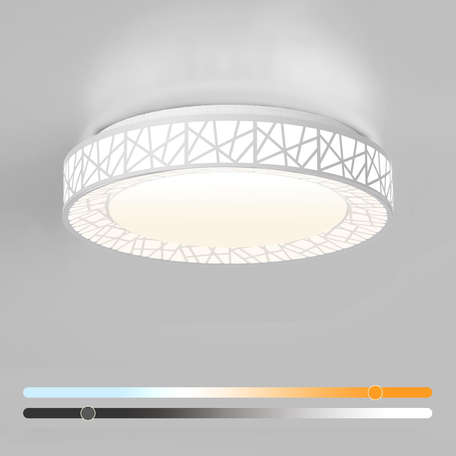 Lightania 16 Inch Flush Mount Ceiling Light, Modern White LED Ceiling Light Fixture, 28W 2800LM 2700-6500K Adjustable, Dimmable 