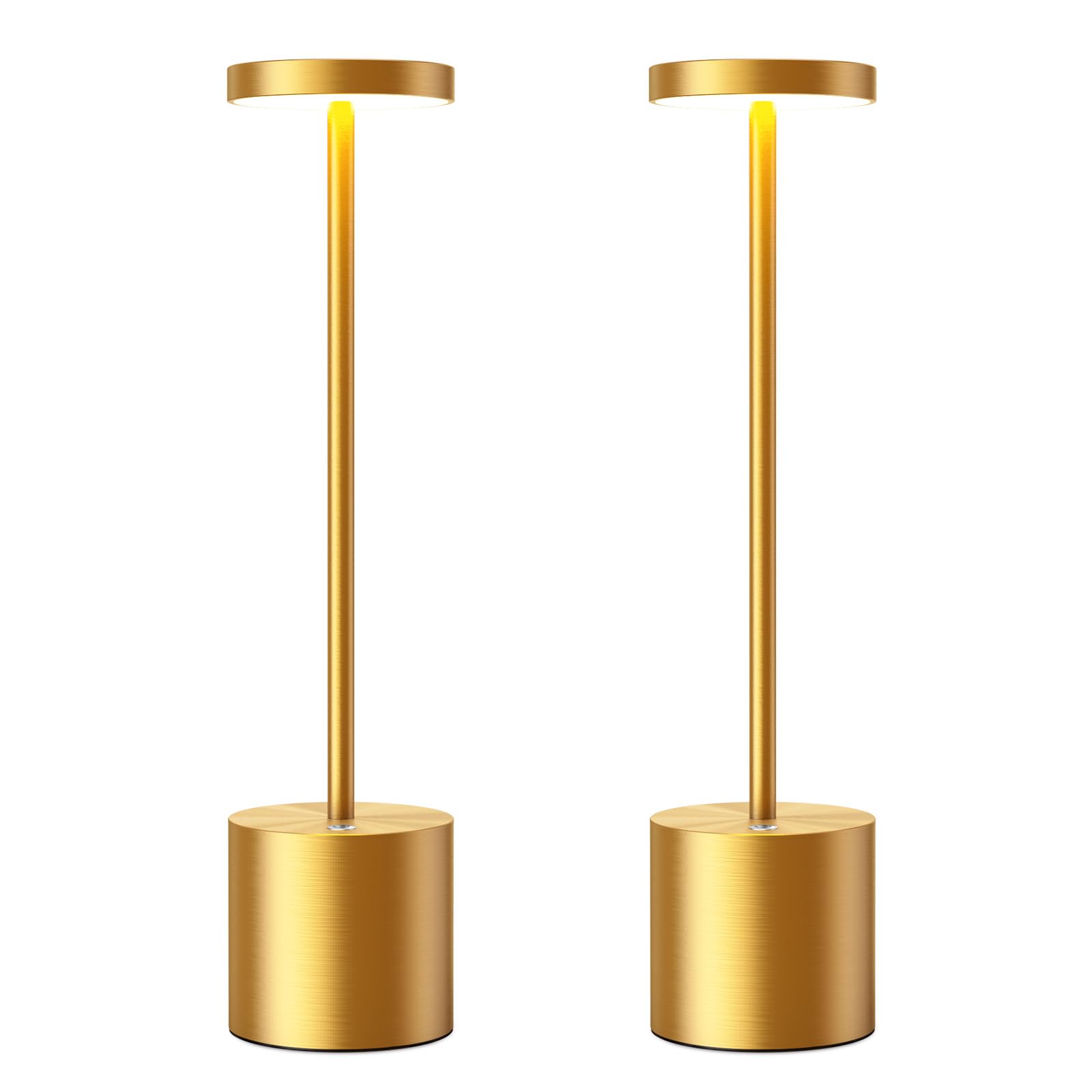 SAKRINGT Cordless Table Lamps LED, 6000mAh Battery Operated, 2 Pack, Gold, Model S801