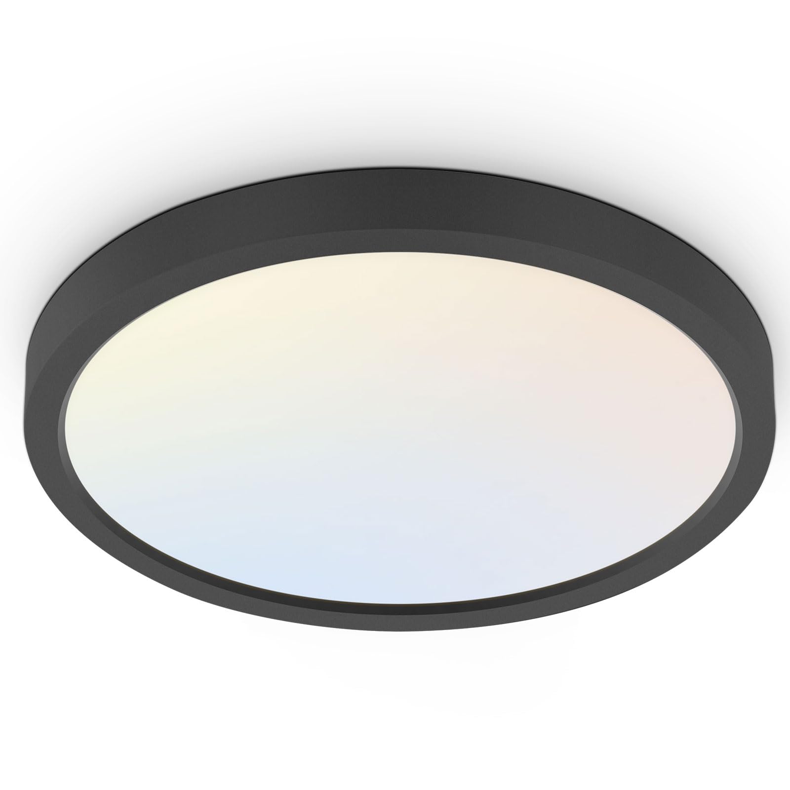 hykolity 18 Inch LED Round Flat Panel Light, Black, 32W, 3200lm, 3000K/4000K/5000K CCT Selectable, 120?Beam Angle, Dimmable Edge