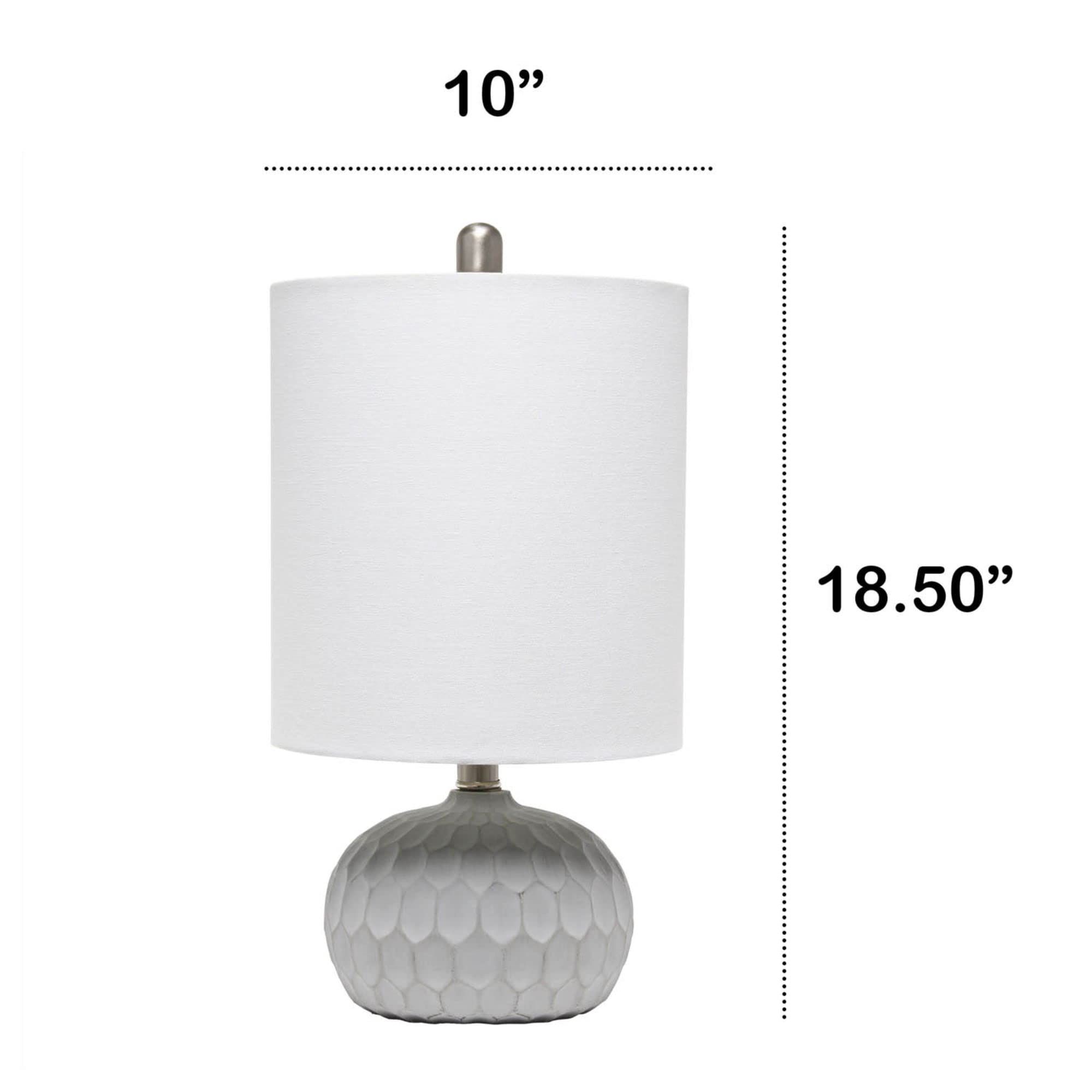LALIA HOME Modern Concrete Table Lamp with White Fabric Shade, Model LHT-5007-WH, Concrete/Linen White