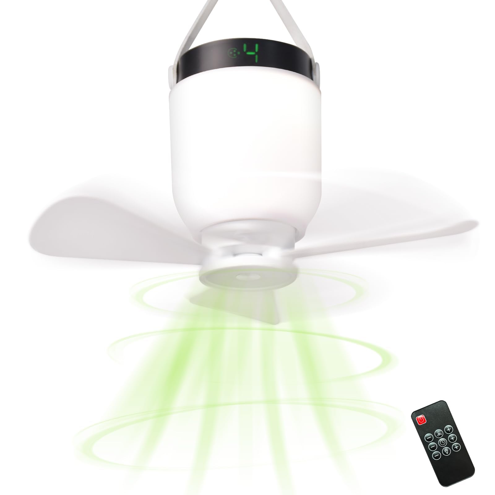 HOYECHI Camping Accessories Fan with Light - Portable Rechargeable Tent Fan with 8000mAh Battery, Remote Control & Hanging Hook