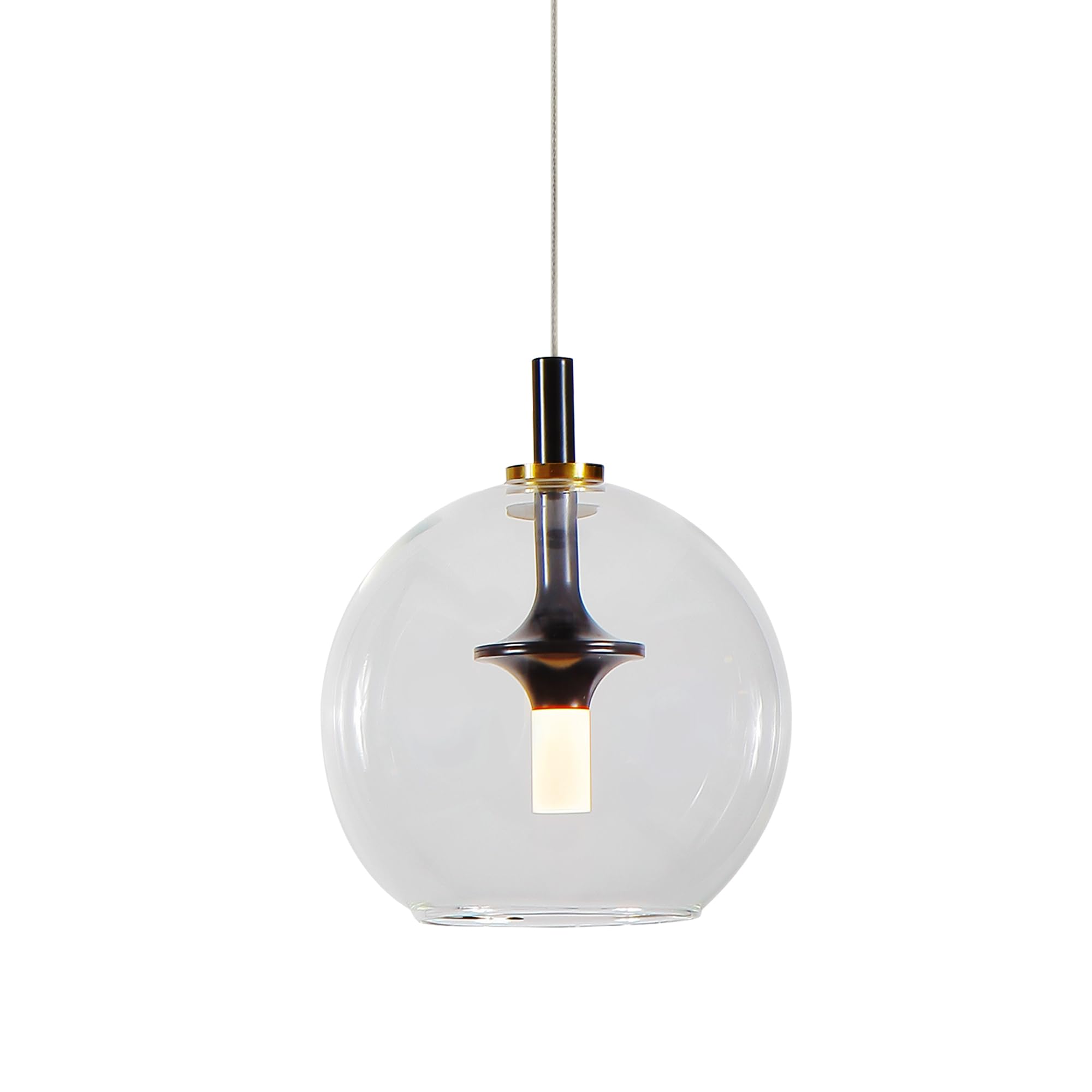Vonn Portofino 7&quot; Led Pendant Light Fixture, Antique Brass With Glass Shade, Modern Design