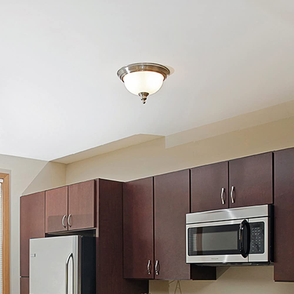 Design House 510297 Bristol Traditional 2-Light Indoor Flush Mount Ceiling Light Dimmable Alabaster Glass For Bedroom Dining Roo