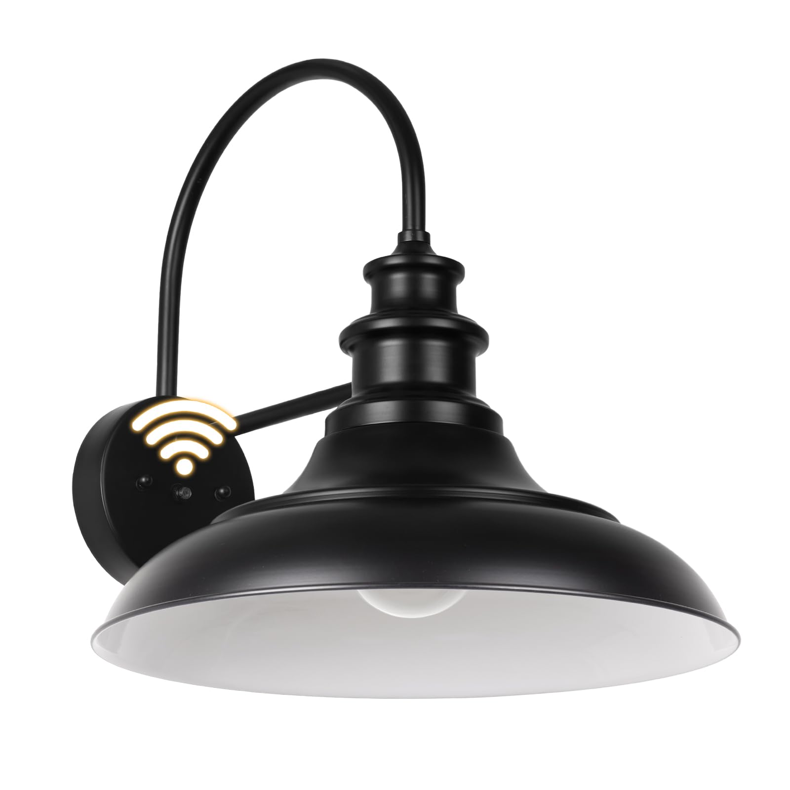 Dusk to Dawn Sensor Outdoor Barn Light Fixture, 12.3 Inch Dome Farmhouse Outdoor Wall Sconce, Gooseneck Exterior Wall Mount Ligh