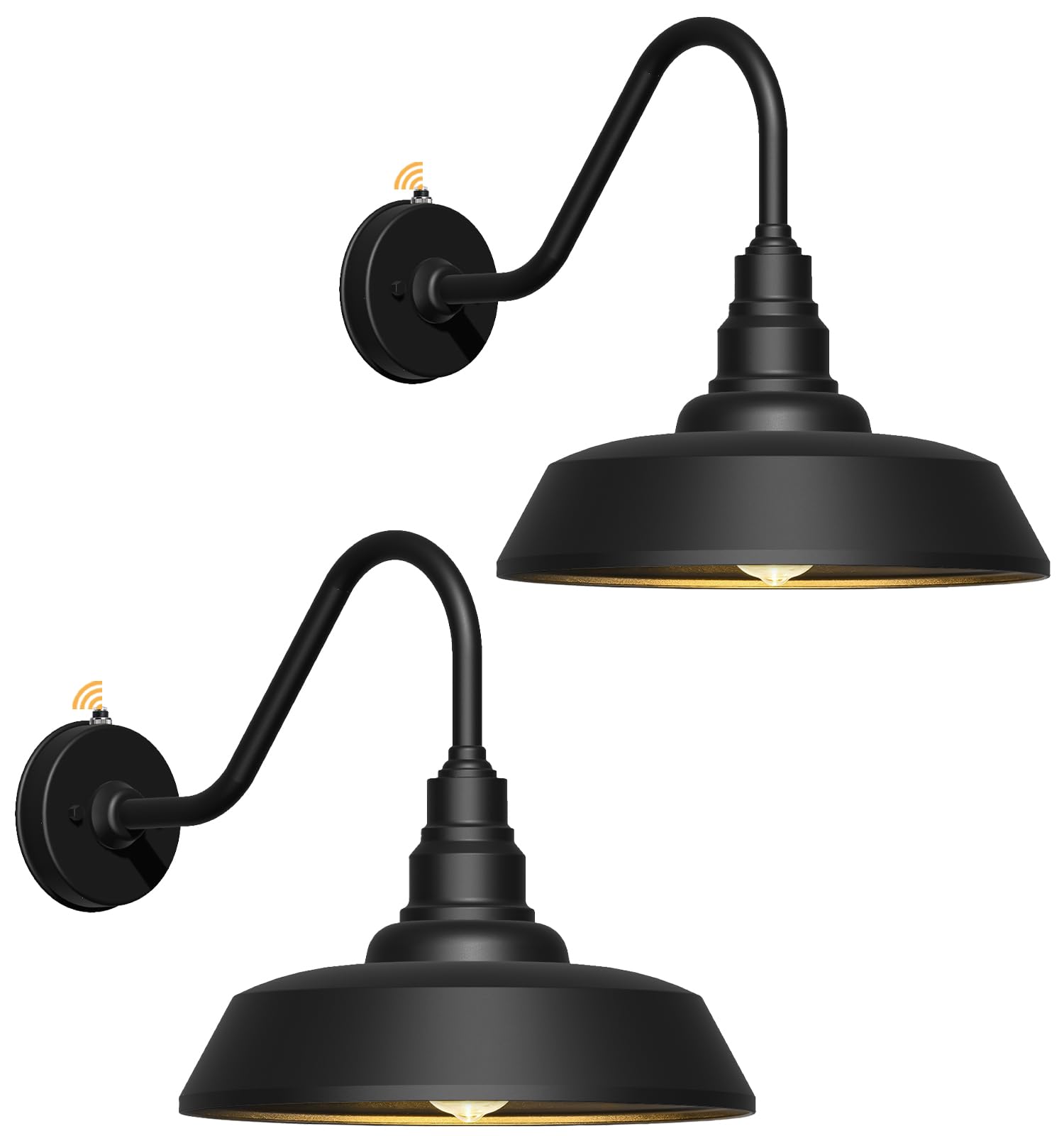 Franing 15 Inch Large Outdoor Gooseneck Barn Light  Dusk to Dawn Barn Lights 2-Pack  Exterior Classic Black Barn Light for Porch  Farmhouse  Garage  Gooseneck Lighting