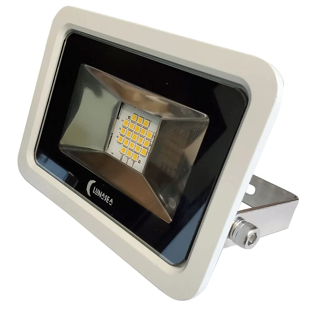 Lunasea 10W Slimline Led Floodlight, 1200 Lumens, Cool White, 120Vac, White Housing, Model Llb-366N-31-10, One
