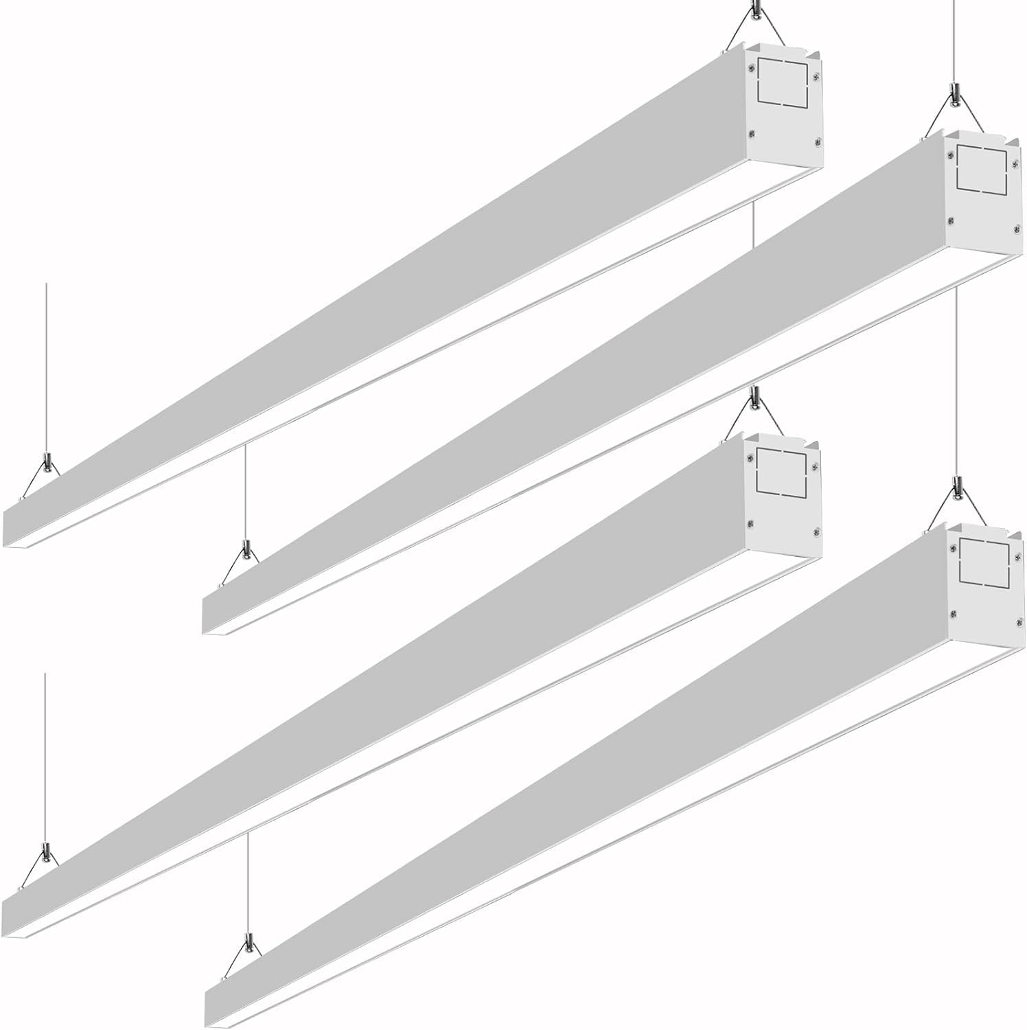 Hykolity 8Ft Linkable Led Linear Light  80W 9200Lm 3000K/4000K/5000K Cct Selectable  0-10V Dimmable Architectural Led Suspension Office Lighting Fixture For Market  Garage  Etl 4 Pack - Silver