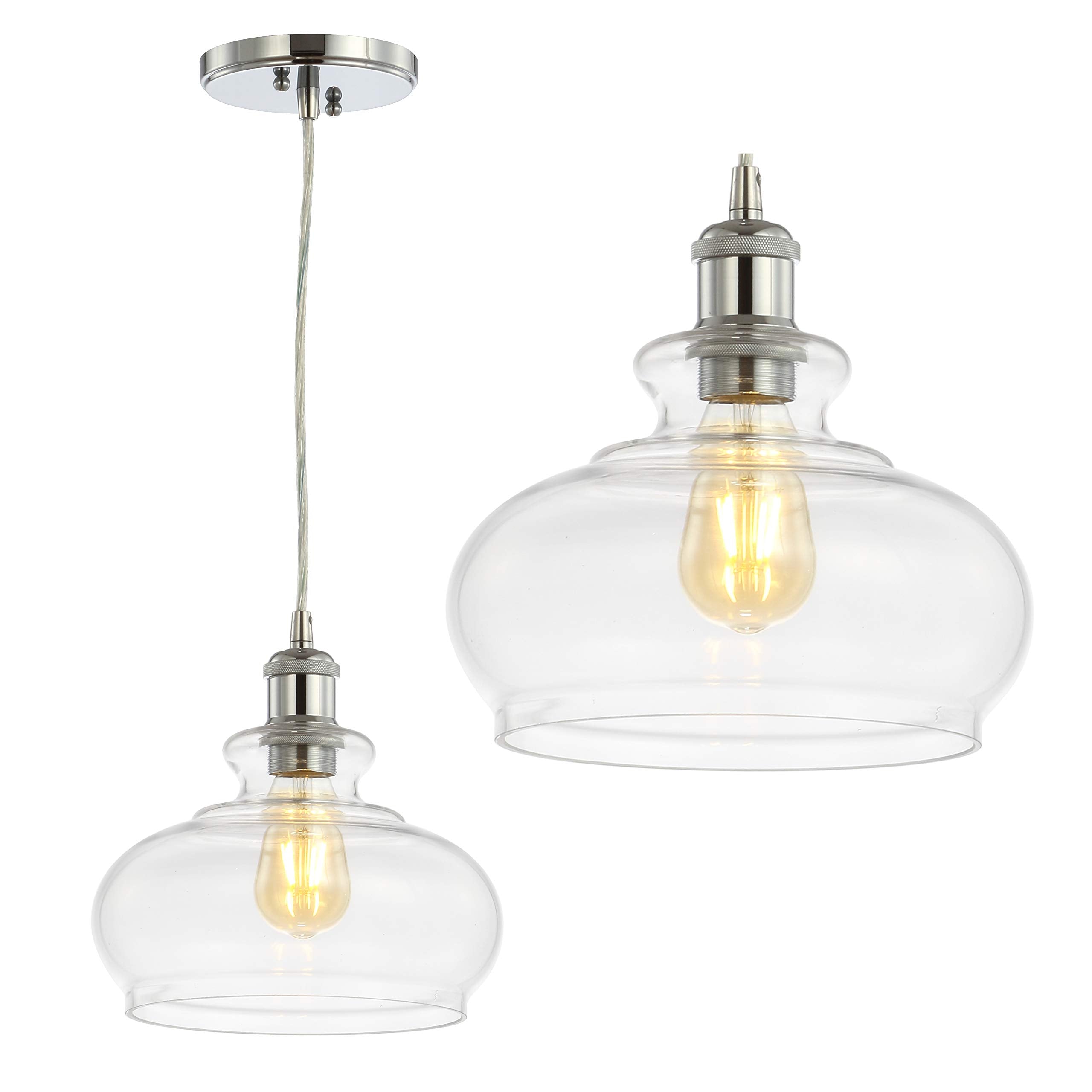 JONATHAN Y Wyatt 9.5in LED Pendant Light, Metal/Glass, Dimmable, Chrome, Model JYL3515B