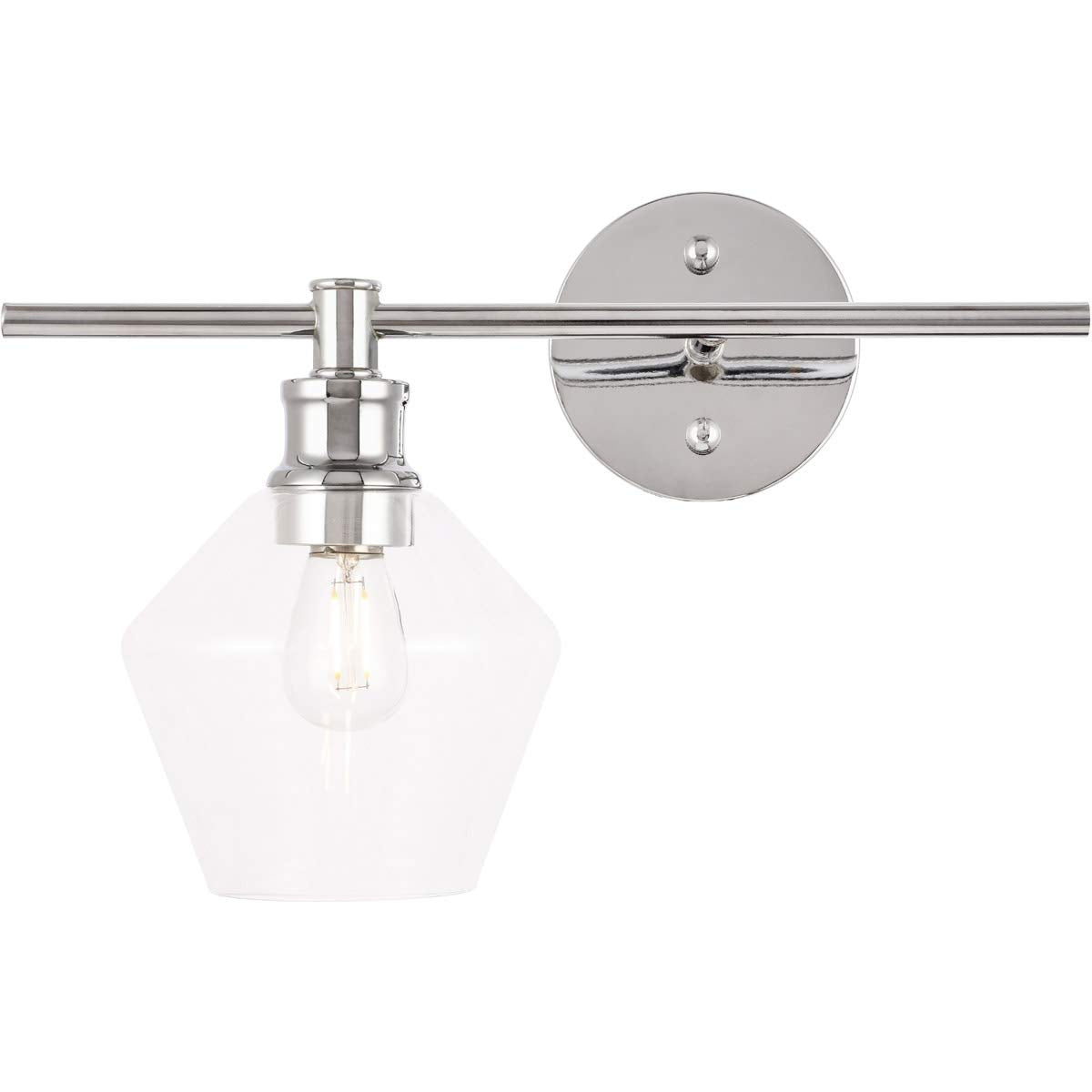 Living District Chrome Wall Sconce With Clear Glass Shade - 1 Light Modern Lighting Fixture