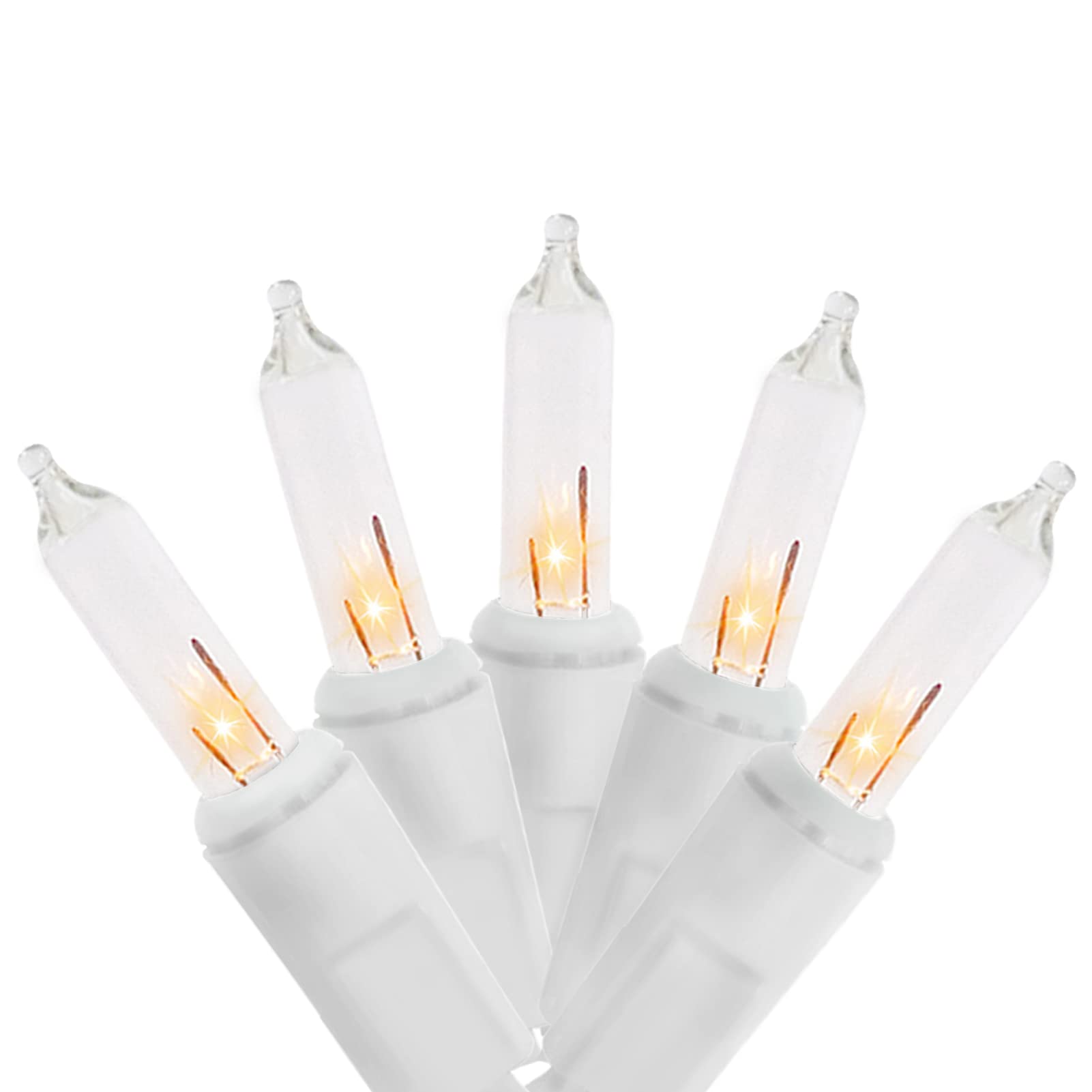 MULTI-SPARKING Christmas Lights 8.6Ft 10 Counts Classic Clear Incandescent Mini String Lights White Wire Warm White for Indoor a