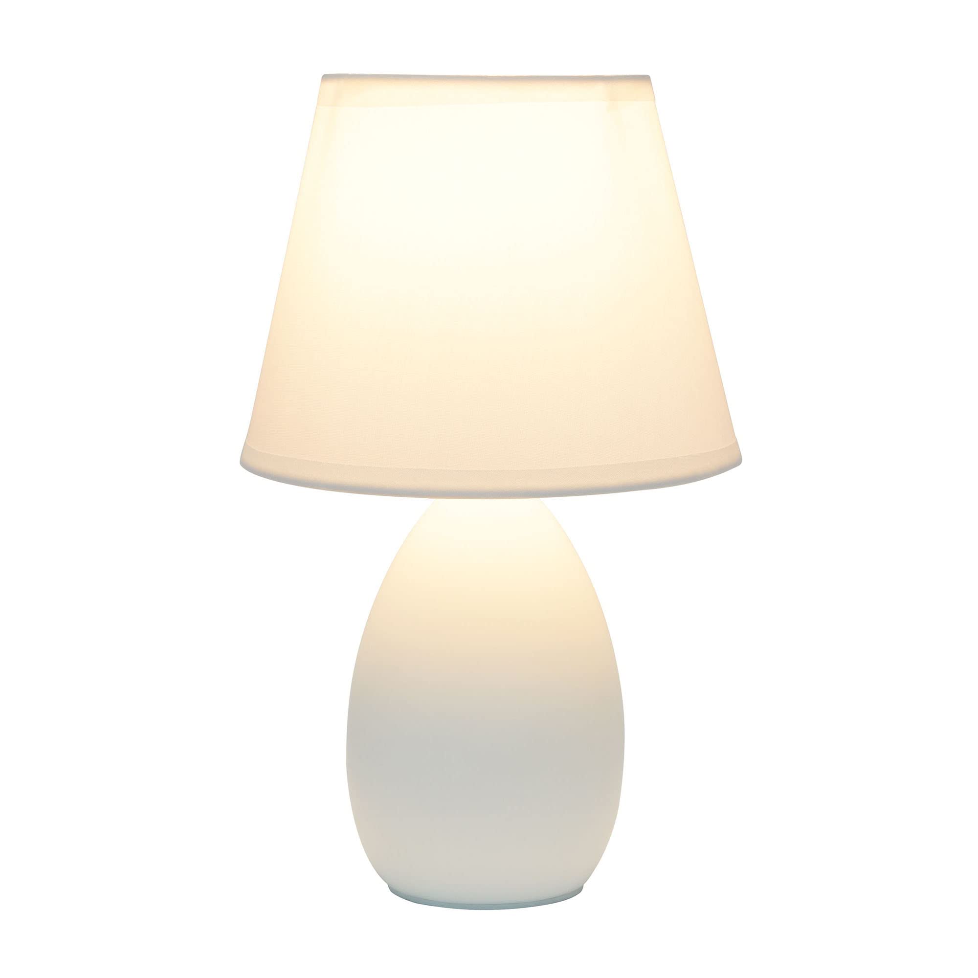 Creekwood Home Off-White Ceramic Bedside Table Lamp With Tapered Drum Shade, 9.45&quot;
