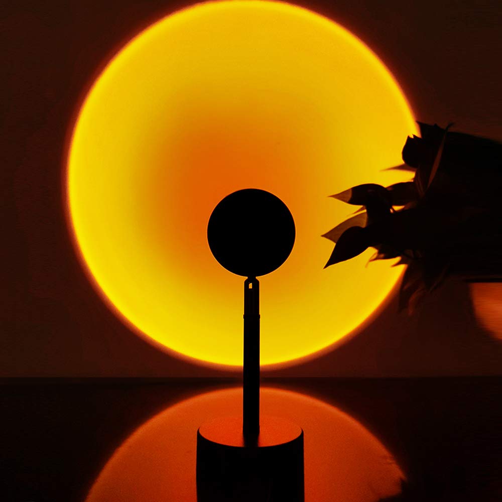 Balkwan Sunset Red Projection Lamp - LED Rainbow Night Light for Living Room & Bedroom Decor, USB Modern Floor Stand
