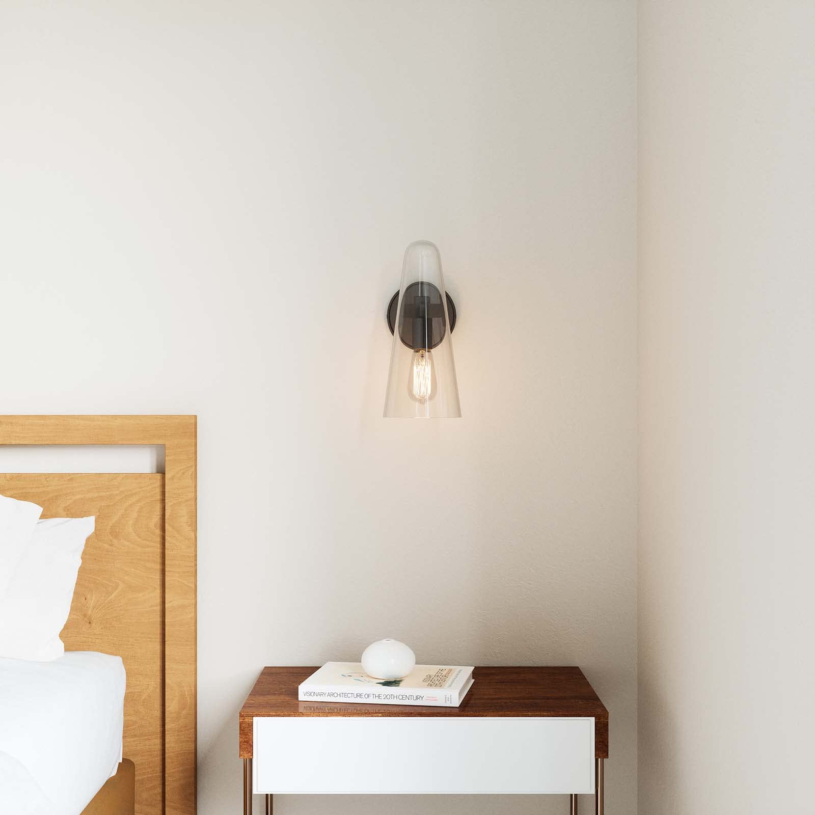 Modway Beacon 1-Light Wall Sconce in Opal Satin Brass,Brown, 7.5 x 5 x 11.5