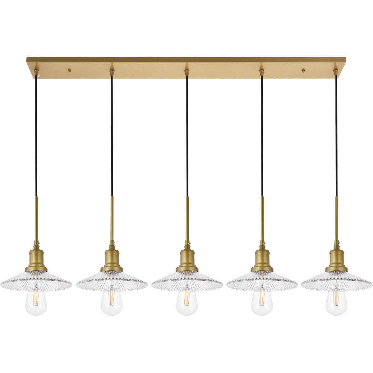 Elegant Lighting Brass 5-Light Pendant - Modern Indoor Ceiling Fixture, Clear Glass Accents