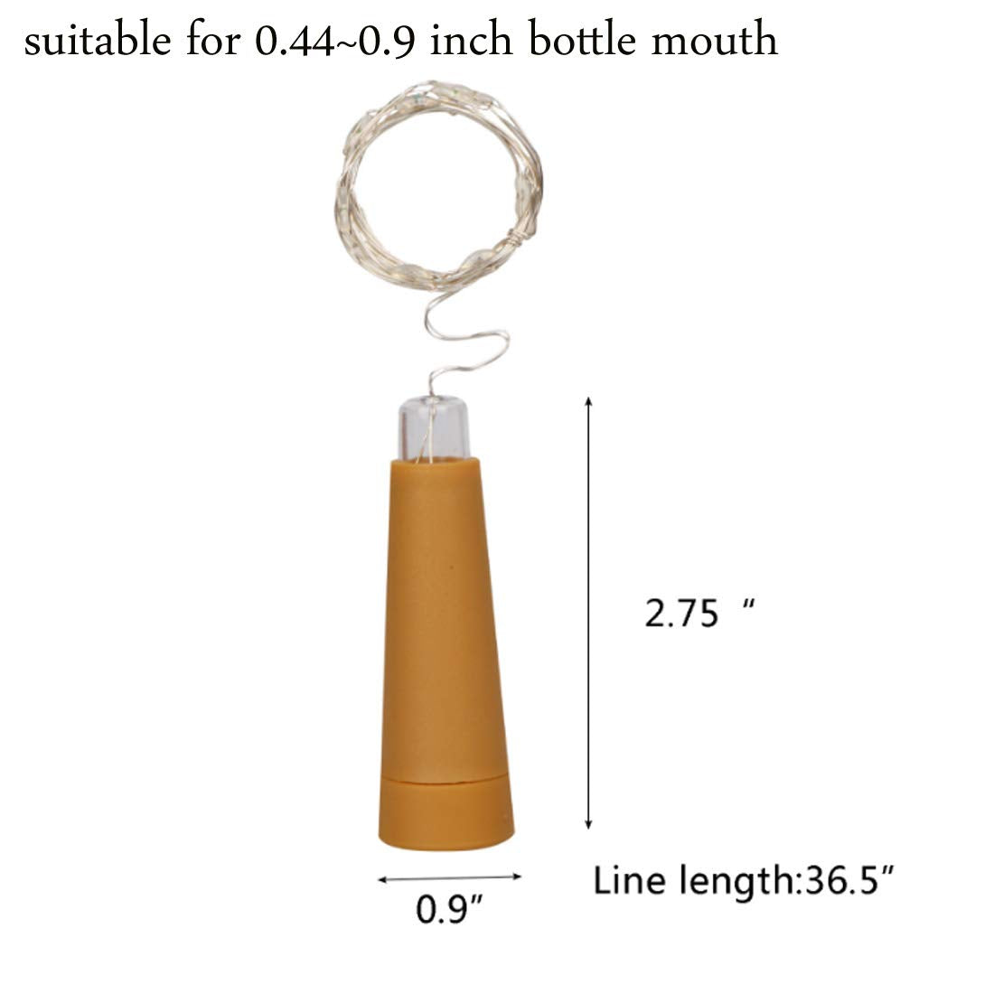 Amants01 Wine Bottle String Lights, 12 Pack, 10 LEDs, 36.5 Inch, Copper, Warm White, Battery Powered for DIY Decor, Christmas, Weddings, Parties