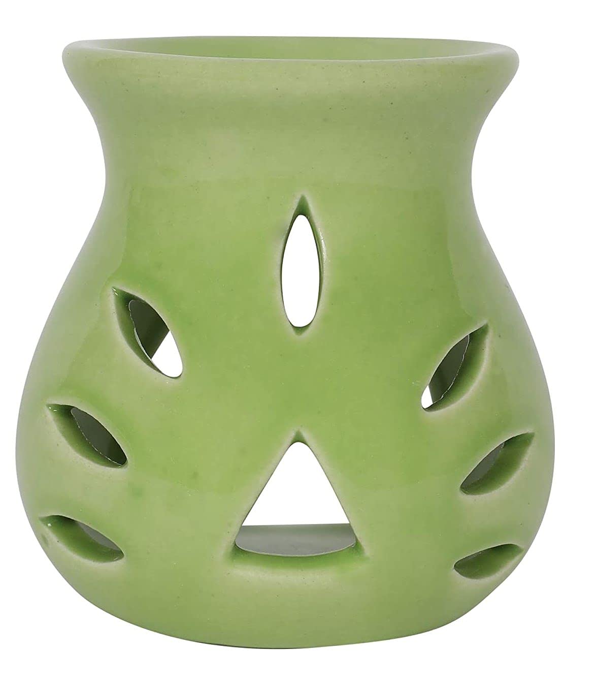 Mkd2 Rise Ceramic Clay Candle Aroma Diffuser Oil Burner Lamp for Home Fragrance (Blue & Green) -Set of 2