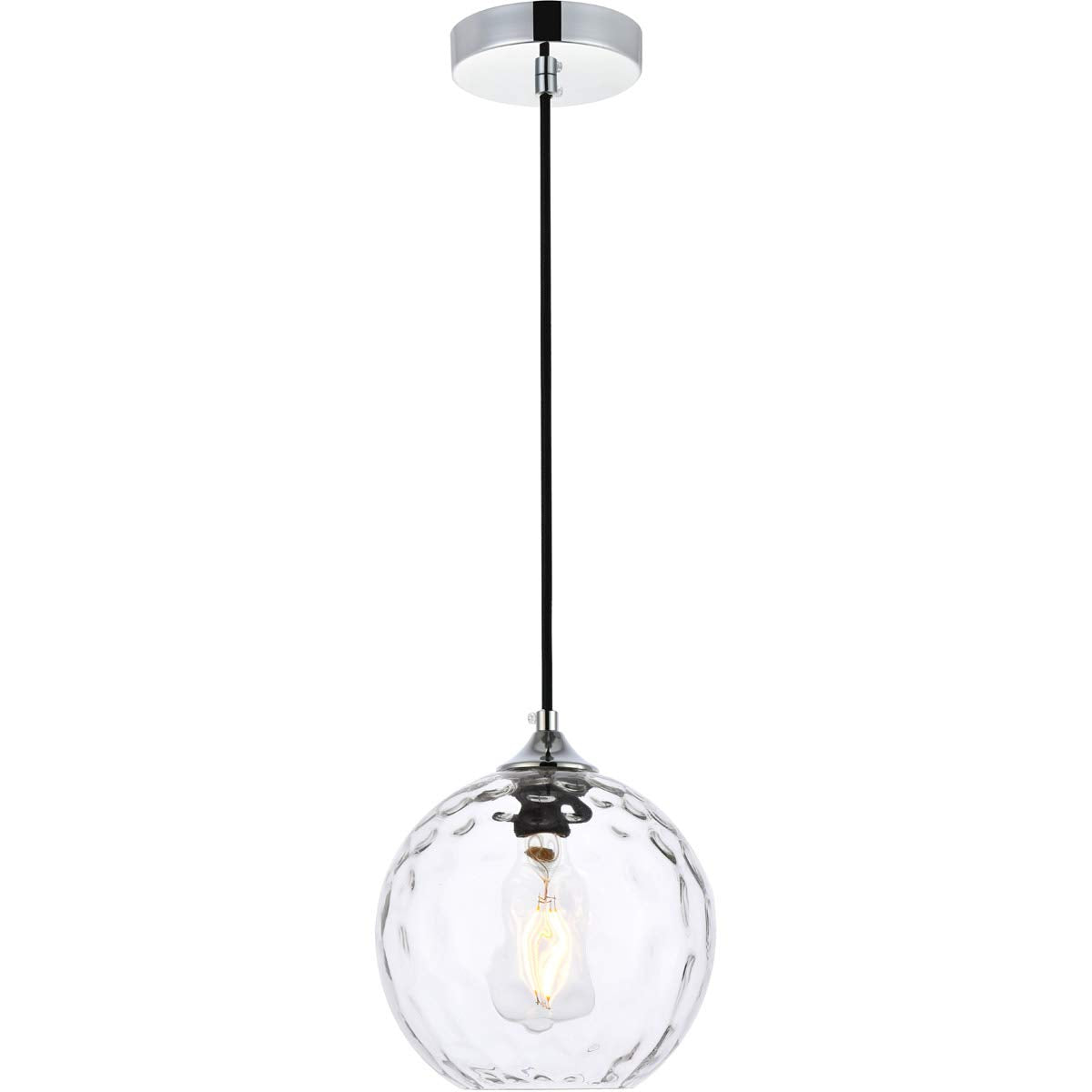 Living District Cashel 1-Light Mid-Century Metal Pendant in Chrome/Clear Finish